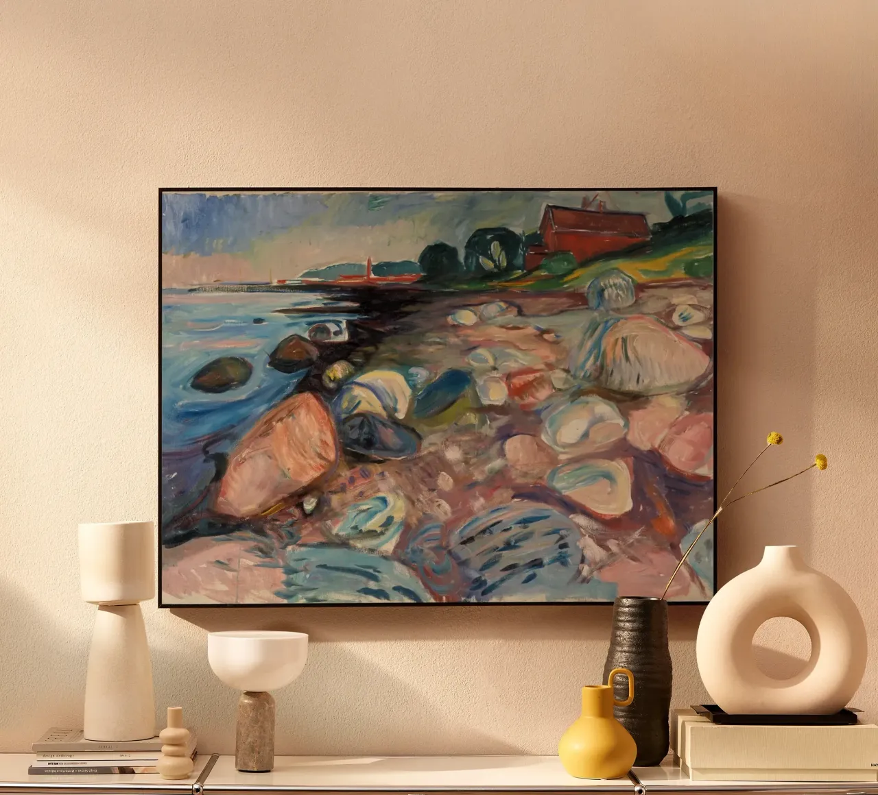 Edvard Munch - Riva con Casa Rossa plexiglass da Timeless Artworks