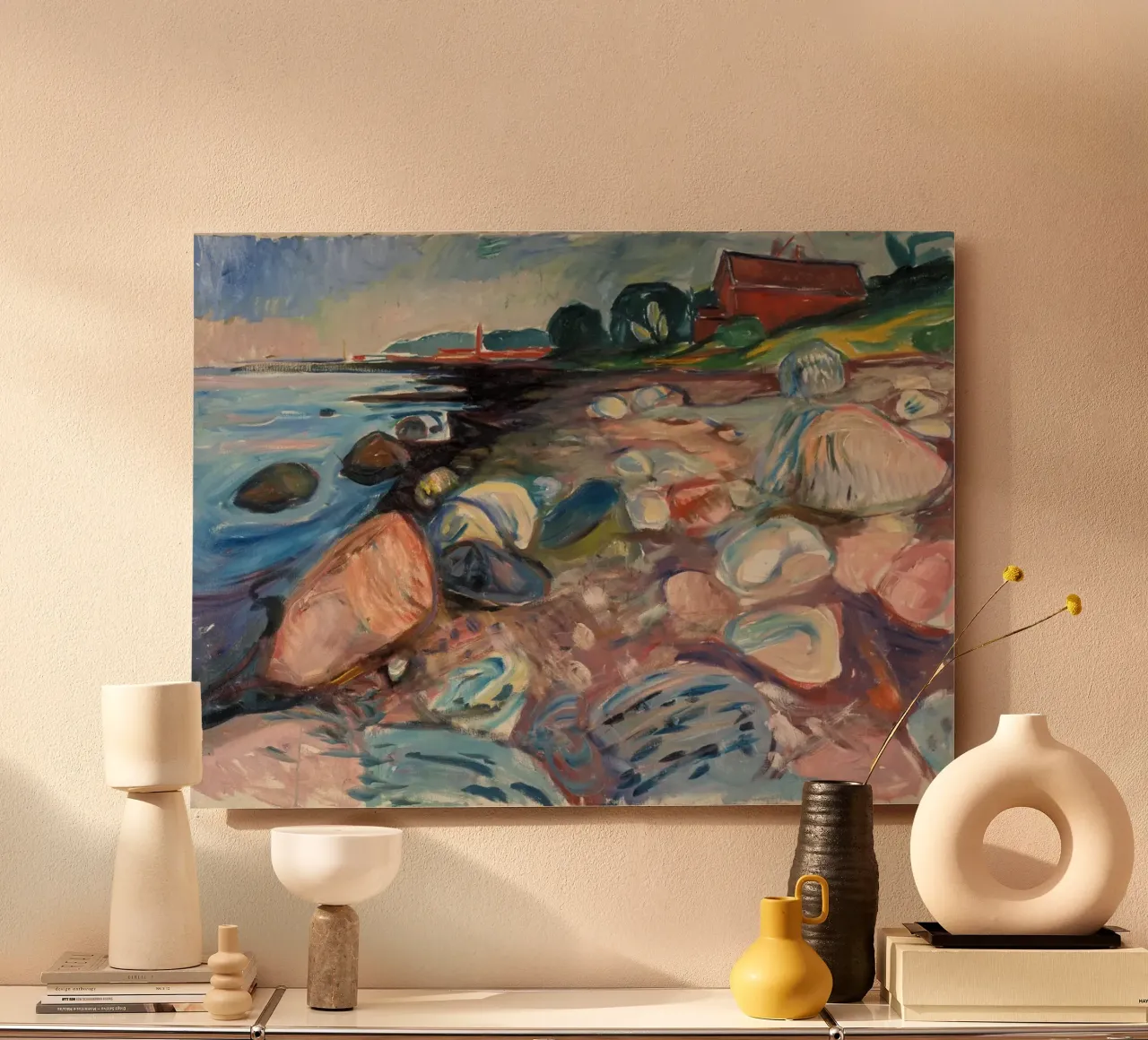 Edvard Munch - Riva con Casa Rossa alluminio dibond da Timeless Artworks