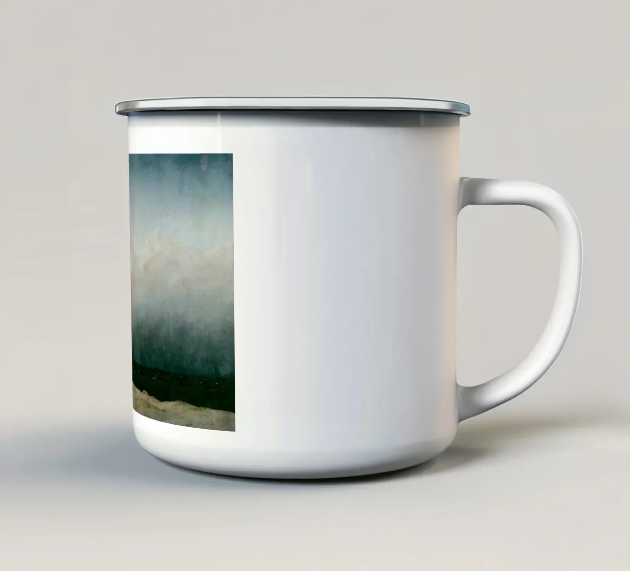 Caspar David Friedrich - Il monaco in riva al mare tazza in smalto da Timeless Artworks