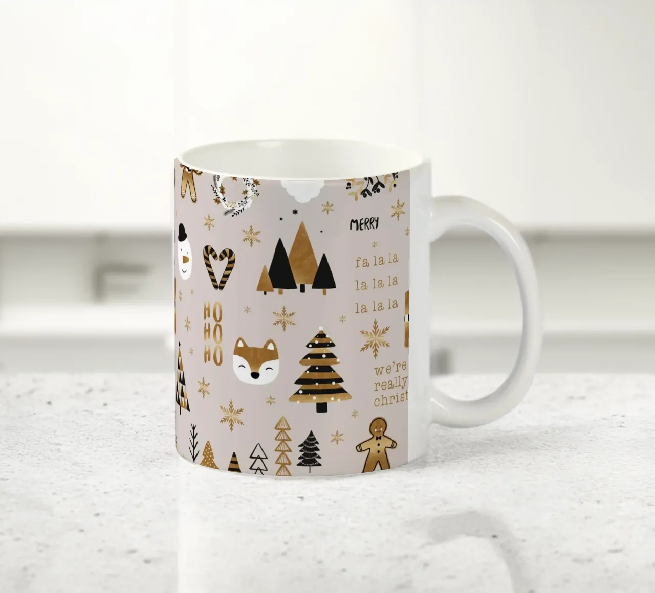 Kerstmis Fa La La keramische mok van Orara Studio
