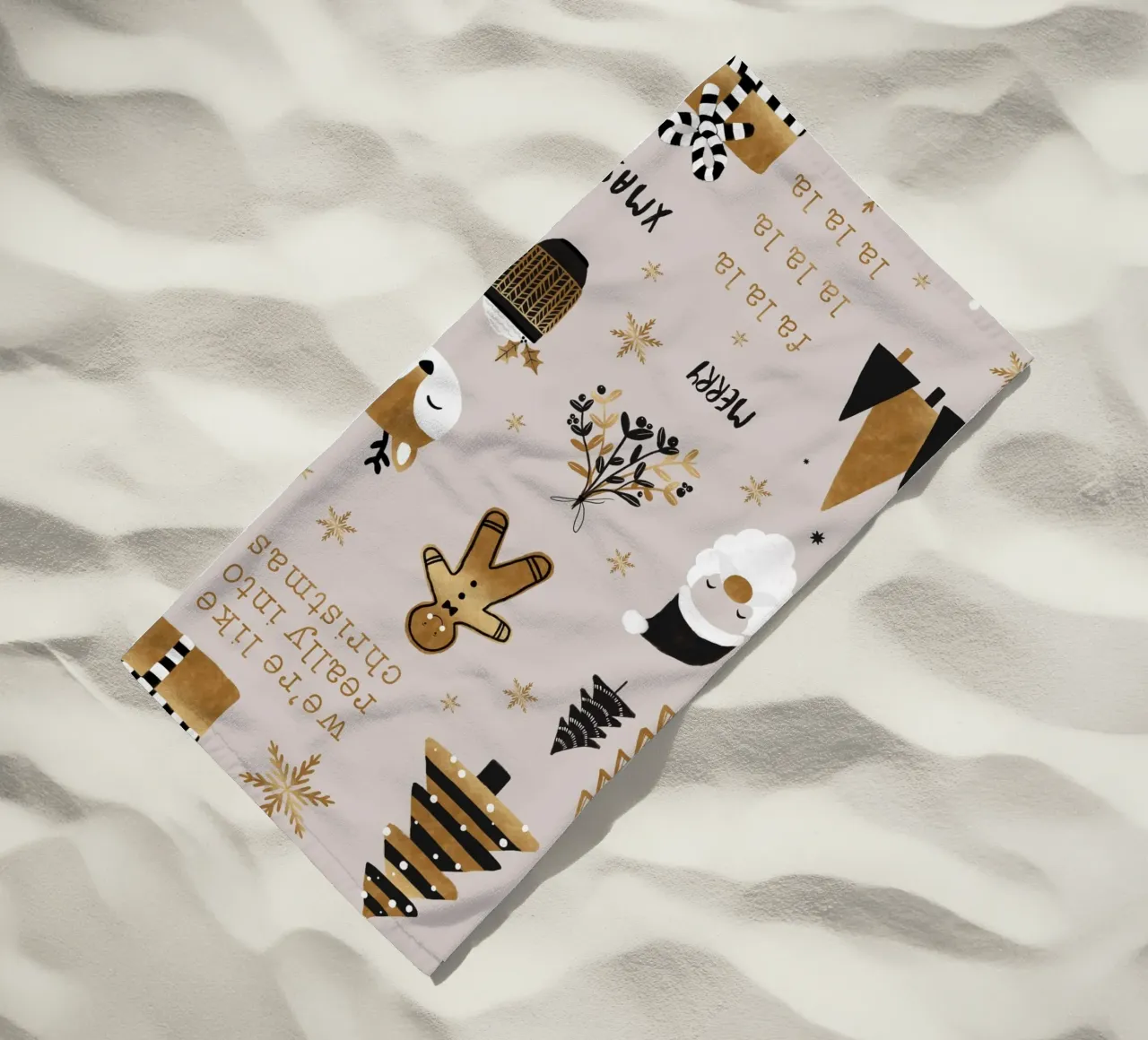 Xmas Fa La La beach towel by Orara Studio