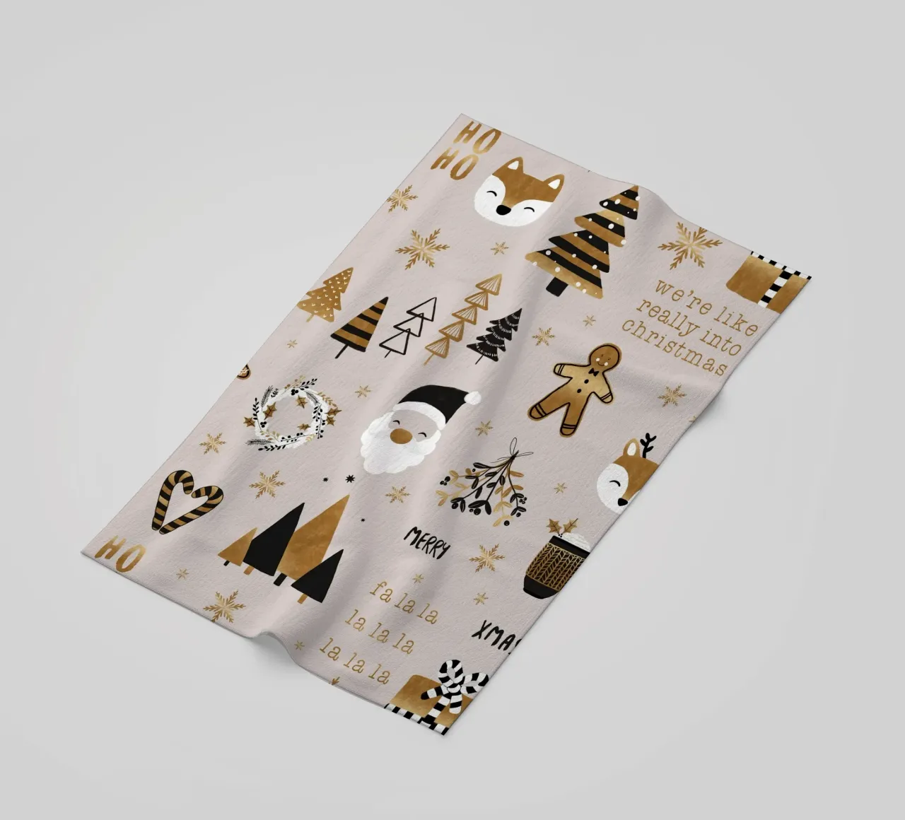 Xmas Fa La La beach towel by Orara Studio