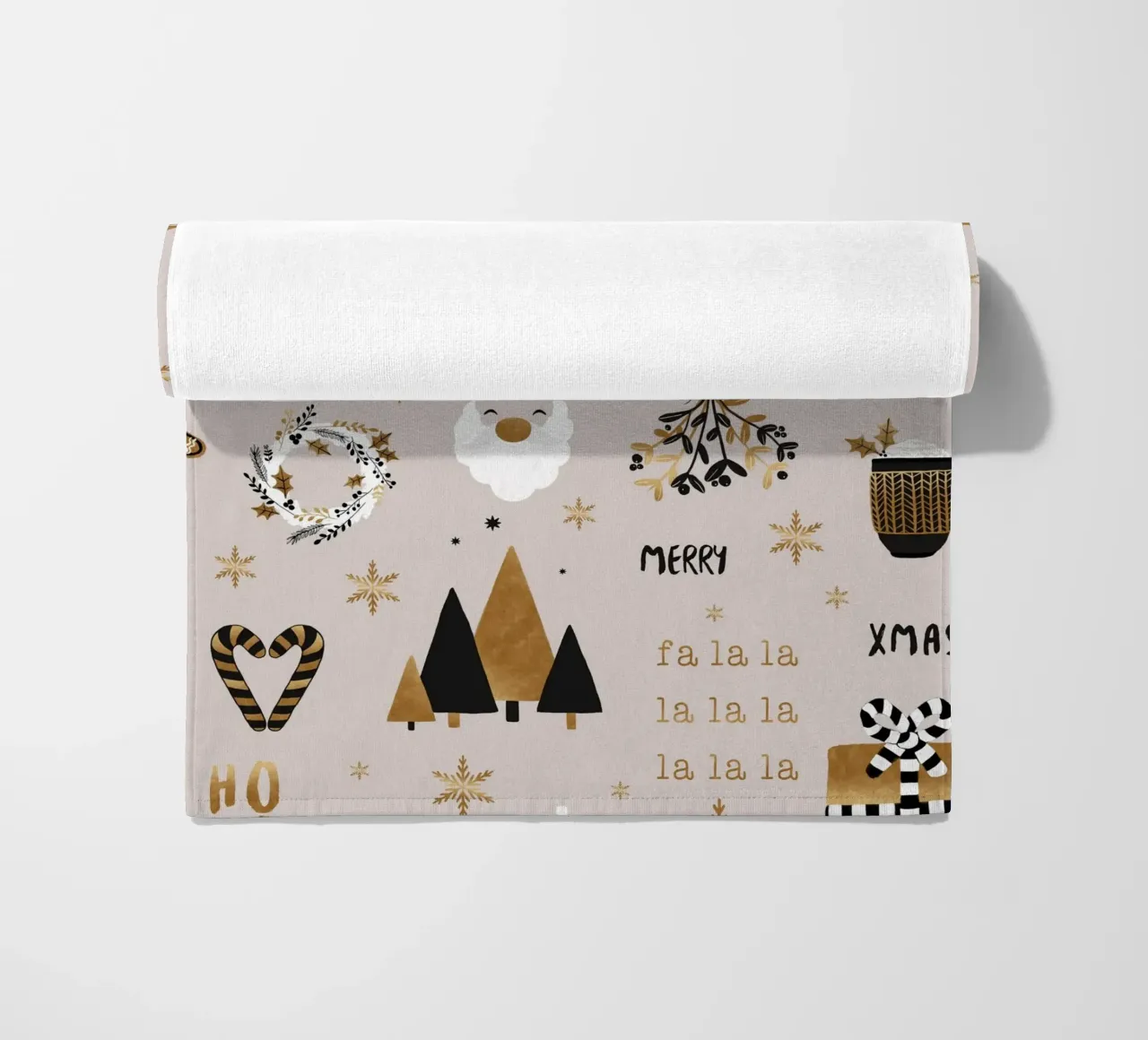 Xmas Fa La La beach towel by Orara Studio