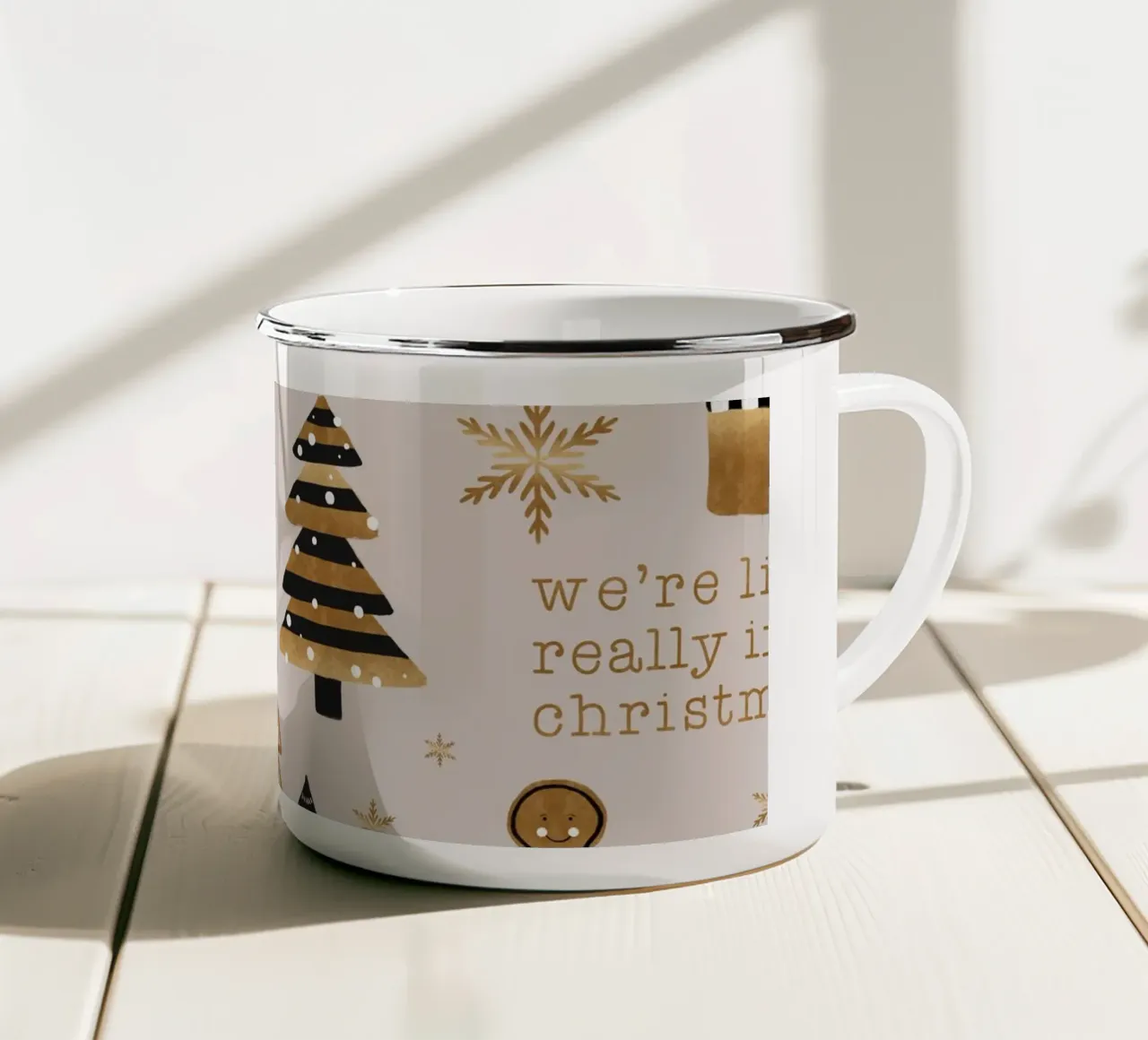 Zorro de Navidad taza de esmalte de Orara Studio