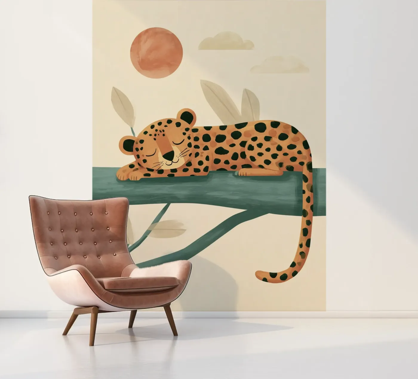 Napping Leopard fotobehang van Lilo