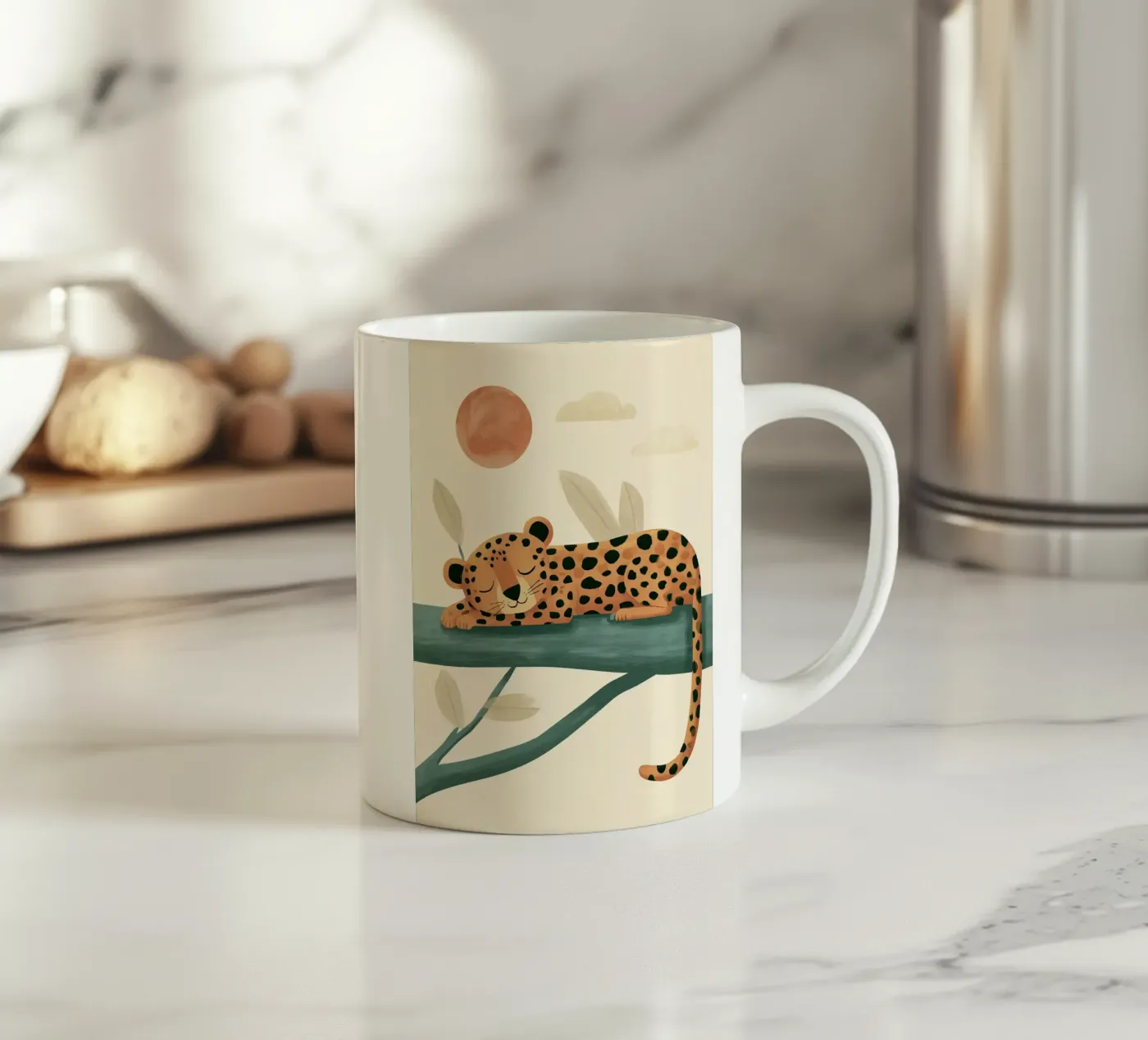 Napping Leopard ceramic mug by Lilo