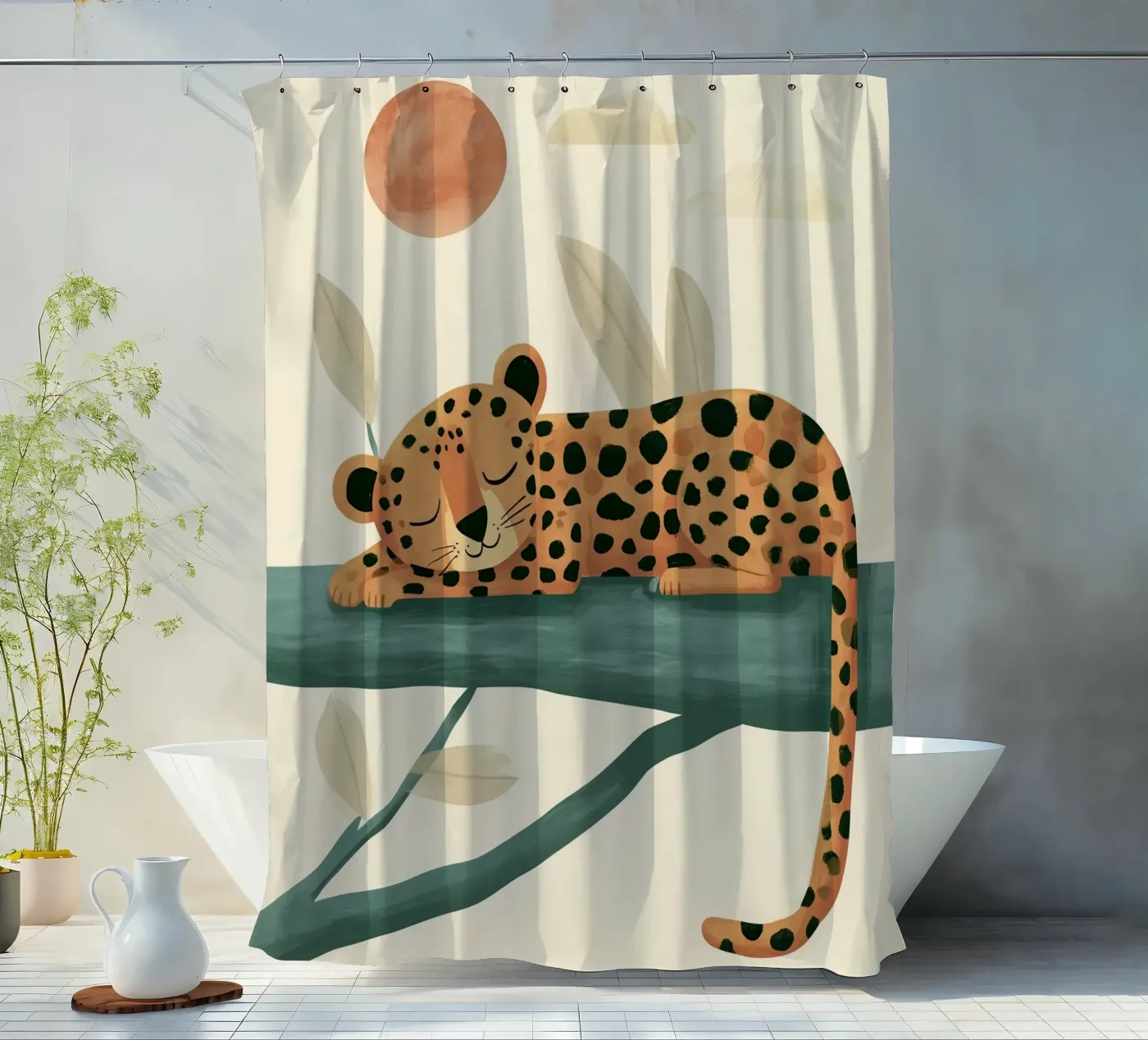 Napping Leopard Duschvorhang von Lilo