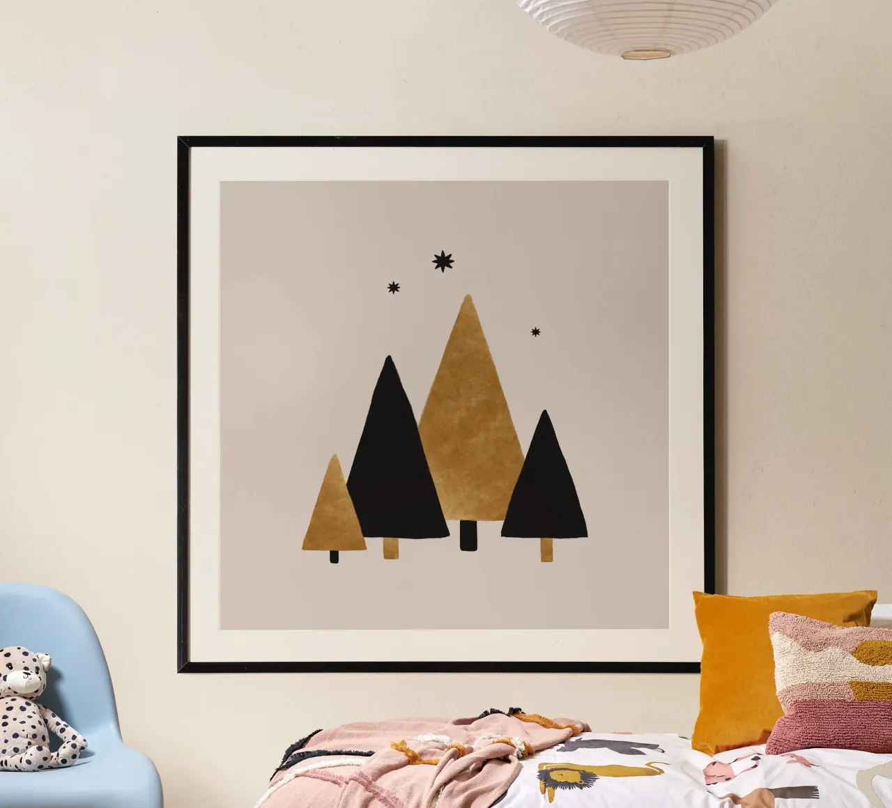 Arbres et étoiles de Noël poster de Orara Studio