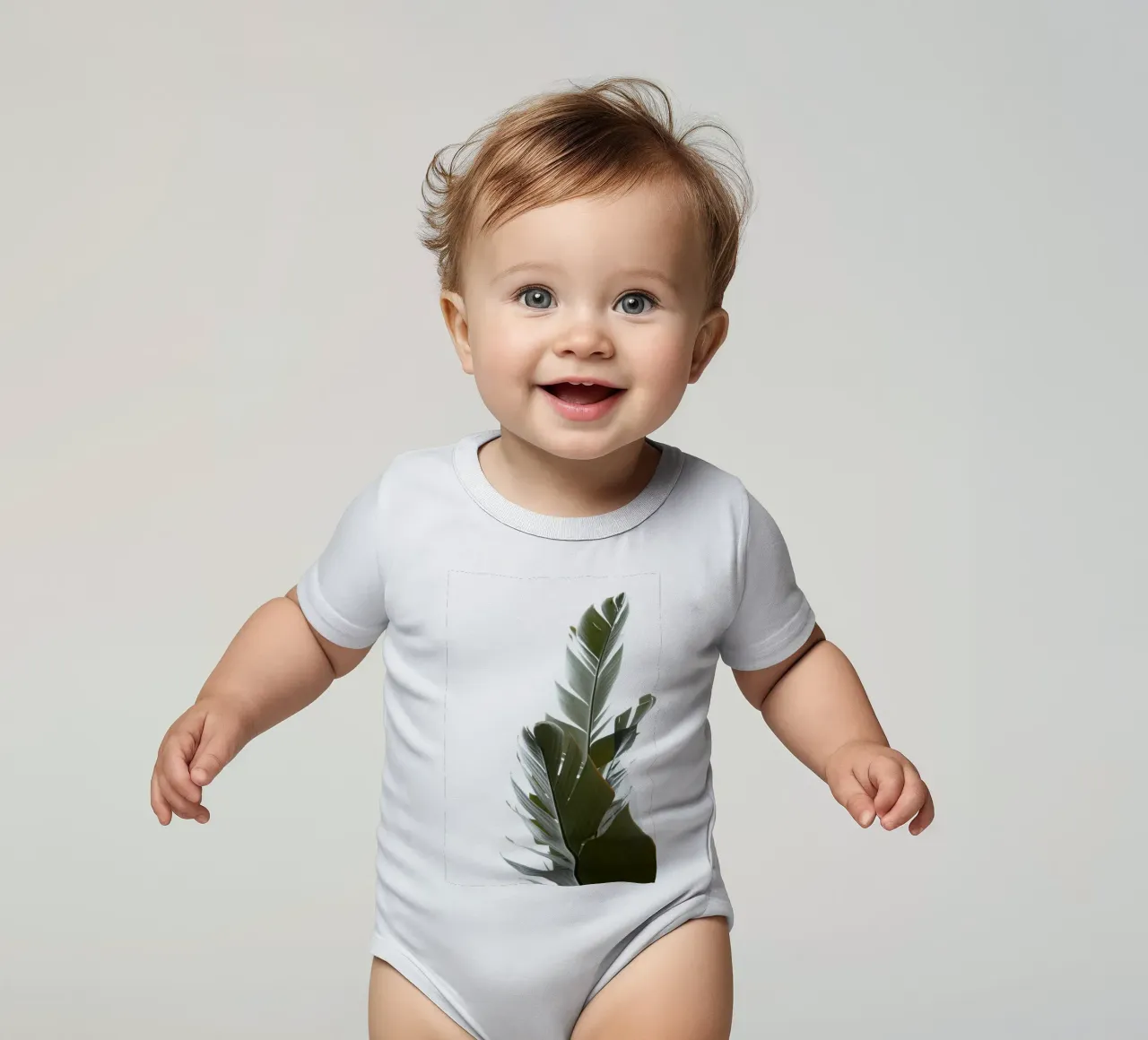 Travellers Palm Leaves 05 short-sleeve baby romper by amini54