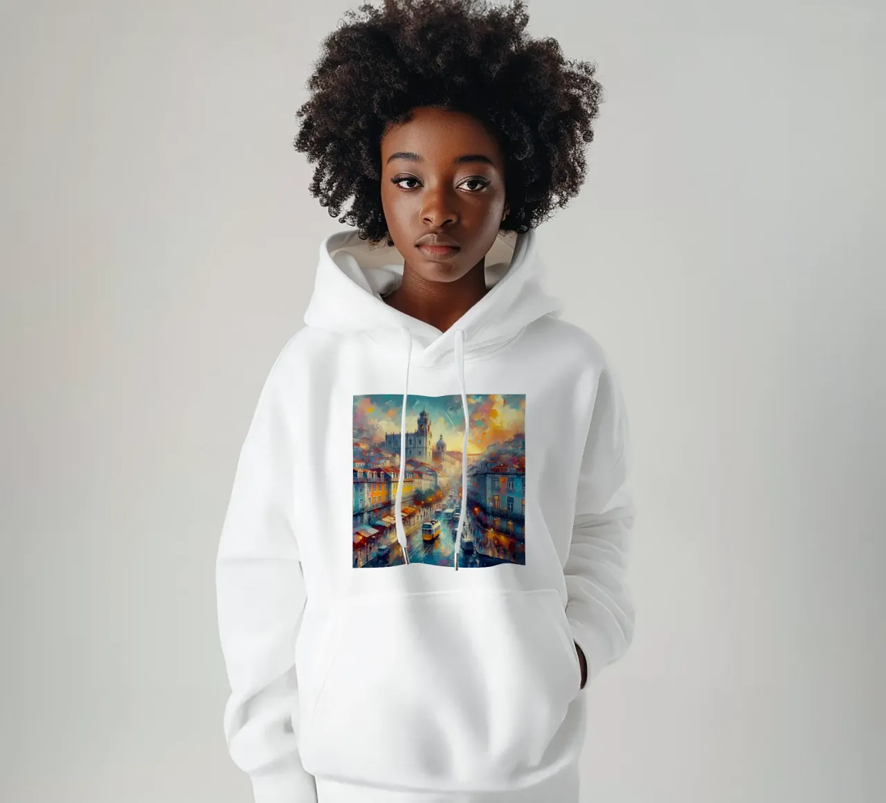 Acquerello di Lisbona felpa con cappuccio da 🎁 ARTVI-SHOP