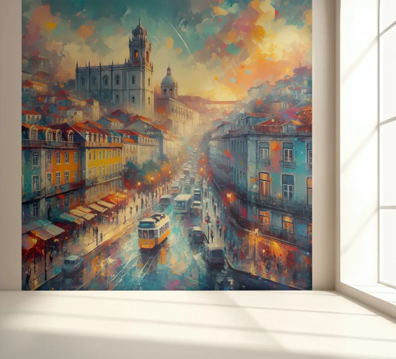 Lissabon Aquarell Fototapete von 🎁 ARTVI-SHOP