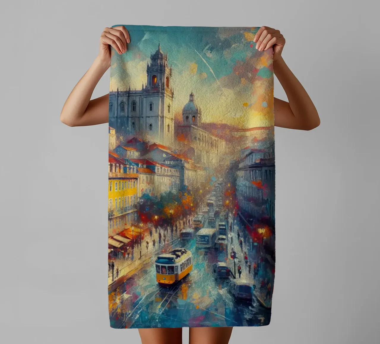 Acquerello di Lisbona asciugamano da bagno da 🎁 ARTVI-SHOP