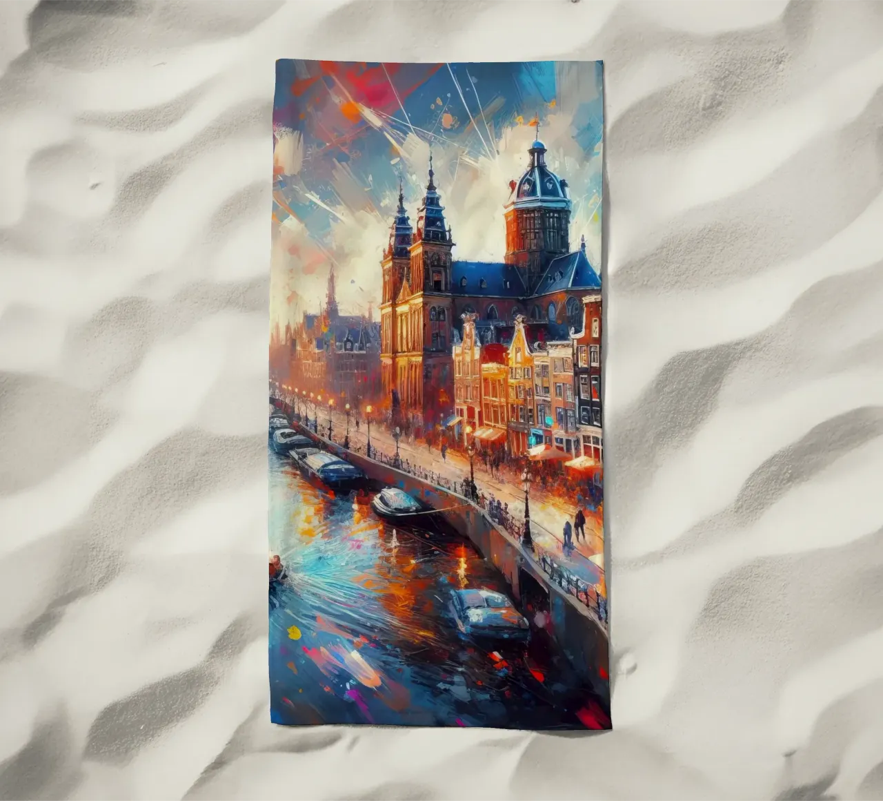 Amsterdam acquerello telo mare da 🎁 ARTVI-SHOP