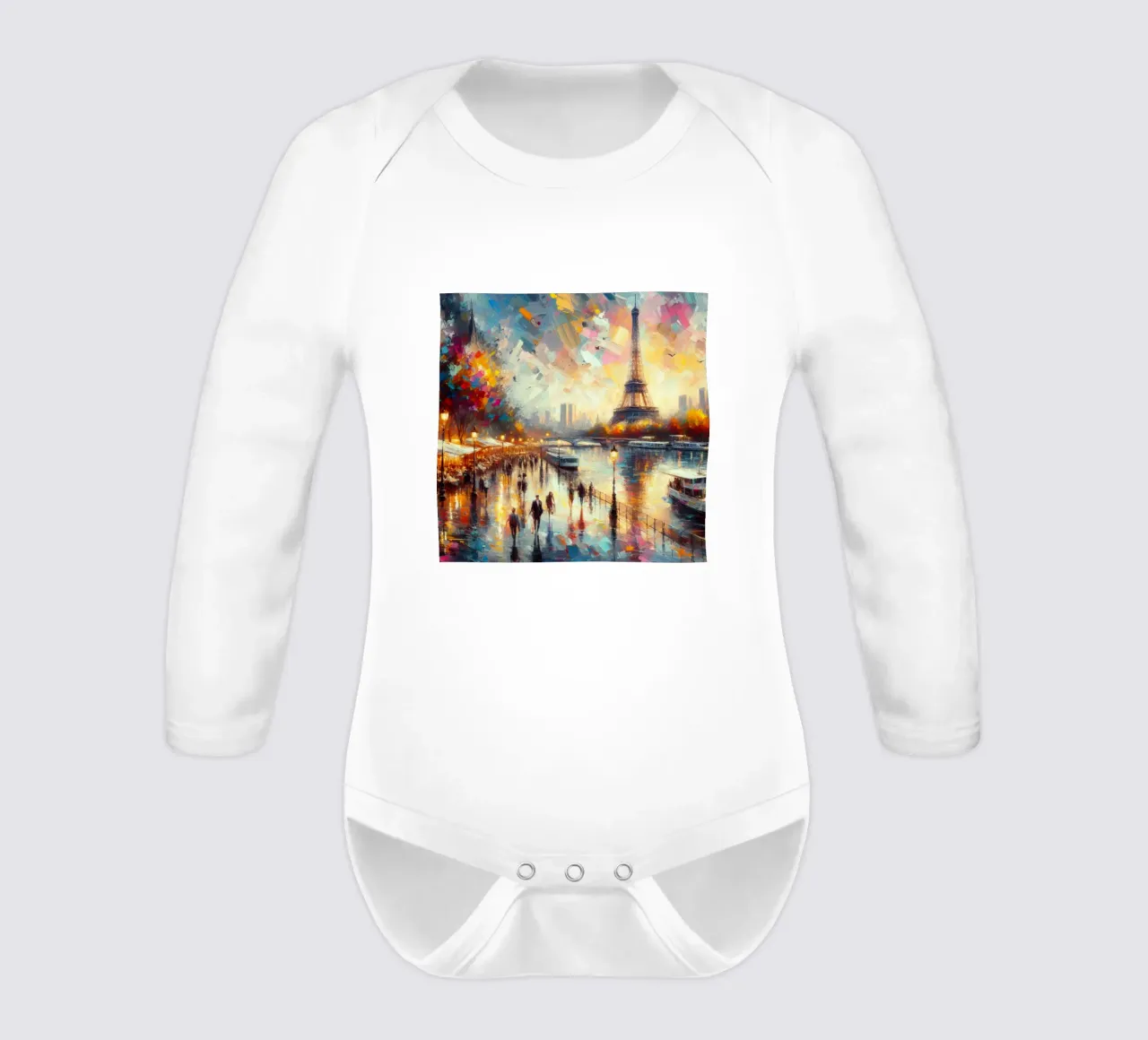 Paris watercolor long-sleeve baby romper by 🎁 ARTVI-SHOP