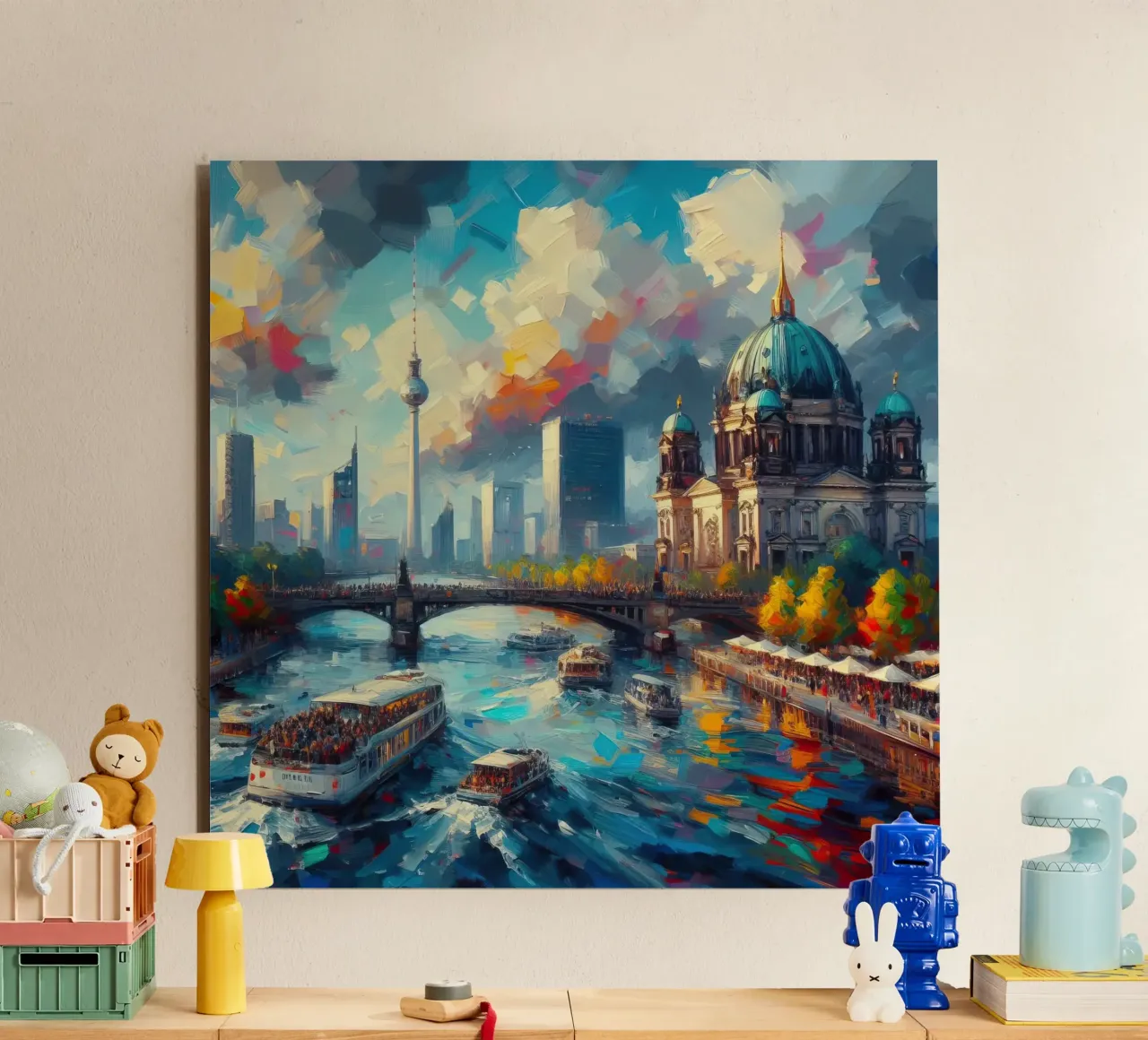 Berlijn aquarel aluminium-dibond van 🎁 ARTVI-SHOP
