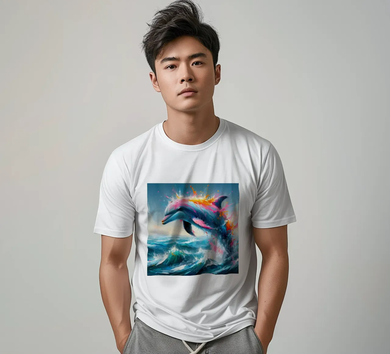 Dolphin in watercolor t-shirt by 🎁 ARTVI-SHOP