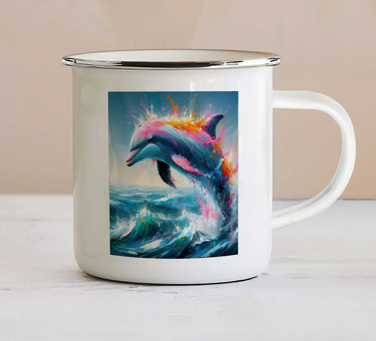 Delfino ad acquerello tazza in smalto da ARTVI-SHOP