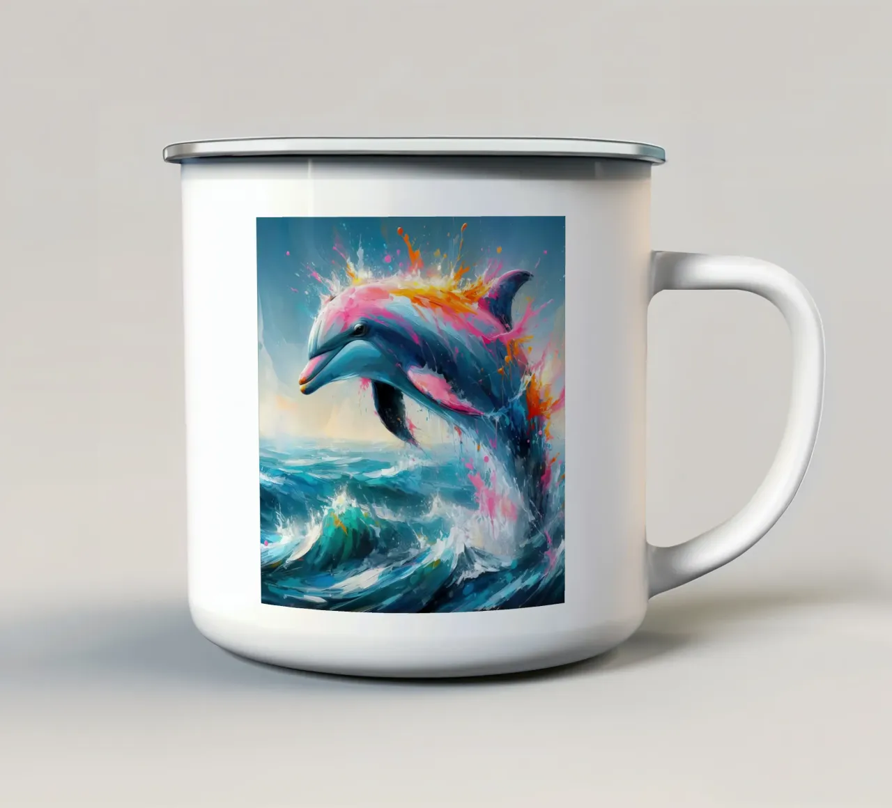 Delfino ad acquerello tazza in smalto da ARTVI-SHOP
