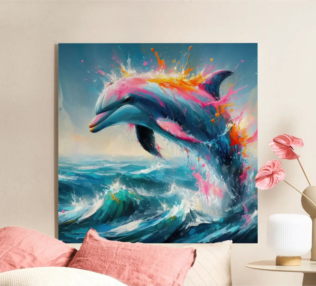 Dauphin en aquarelle plexiglas de 🎁 ARTVI-SHOP
