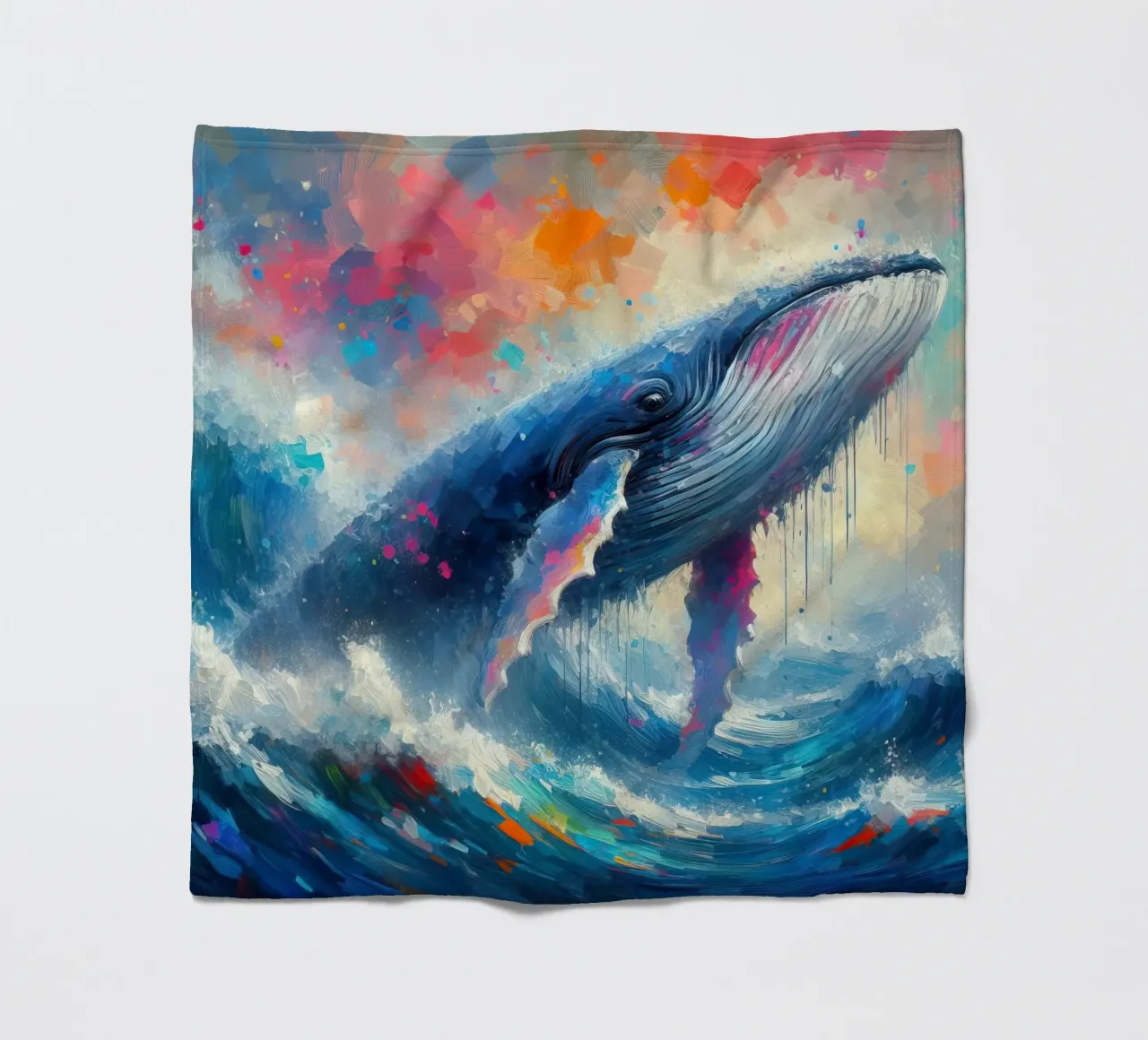 Whale in watercolor fleece blanket by 🎁 ARTVI-SHOP