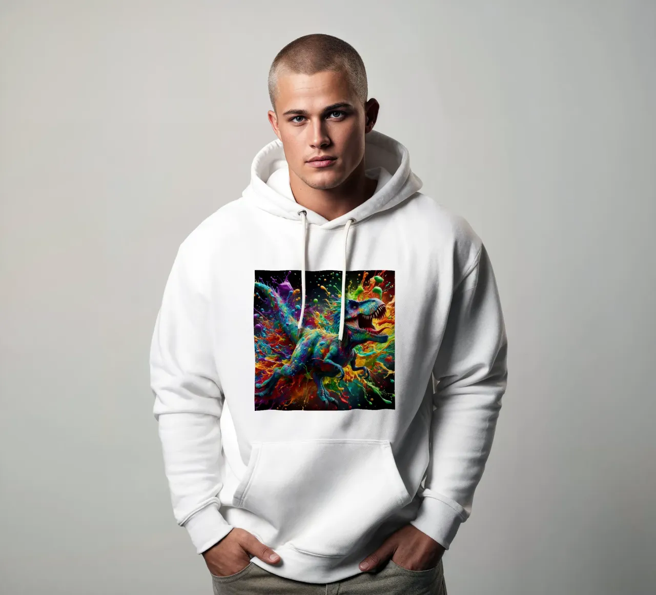 Dinosauro ad acquerello felpa con cappuccio da ARTVI-SHOP