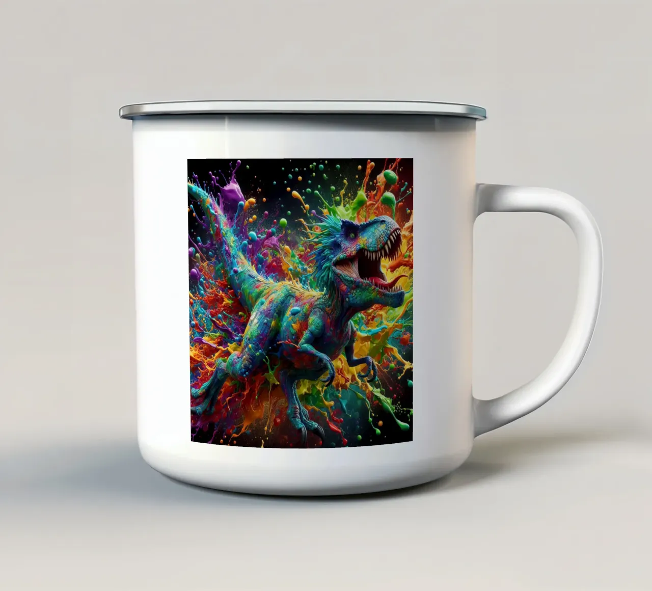 Dinosauro ad acquerello tazza in smalto da ARTVI-SHOP