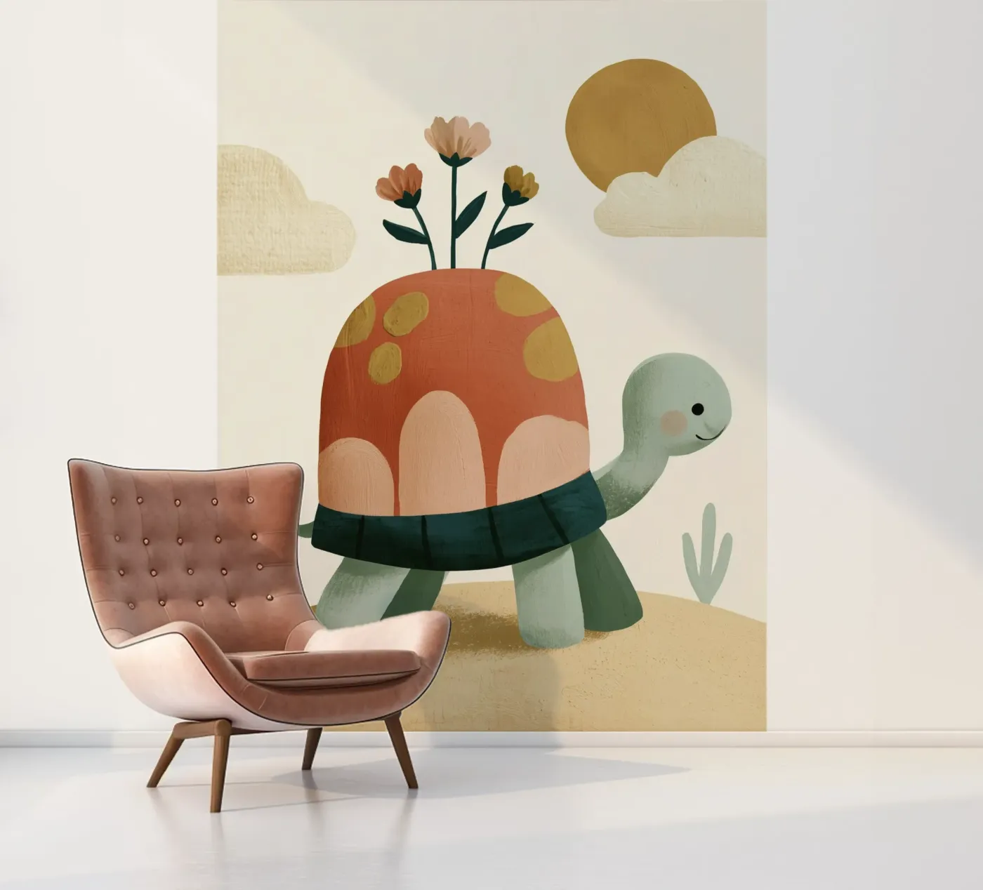 Tiny Turtle Flower Garden fotobehang van Lilo