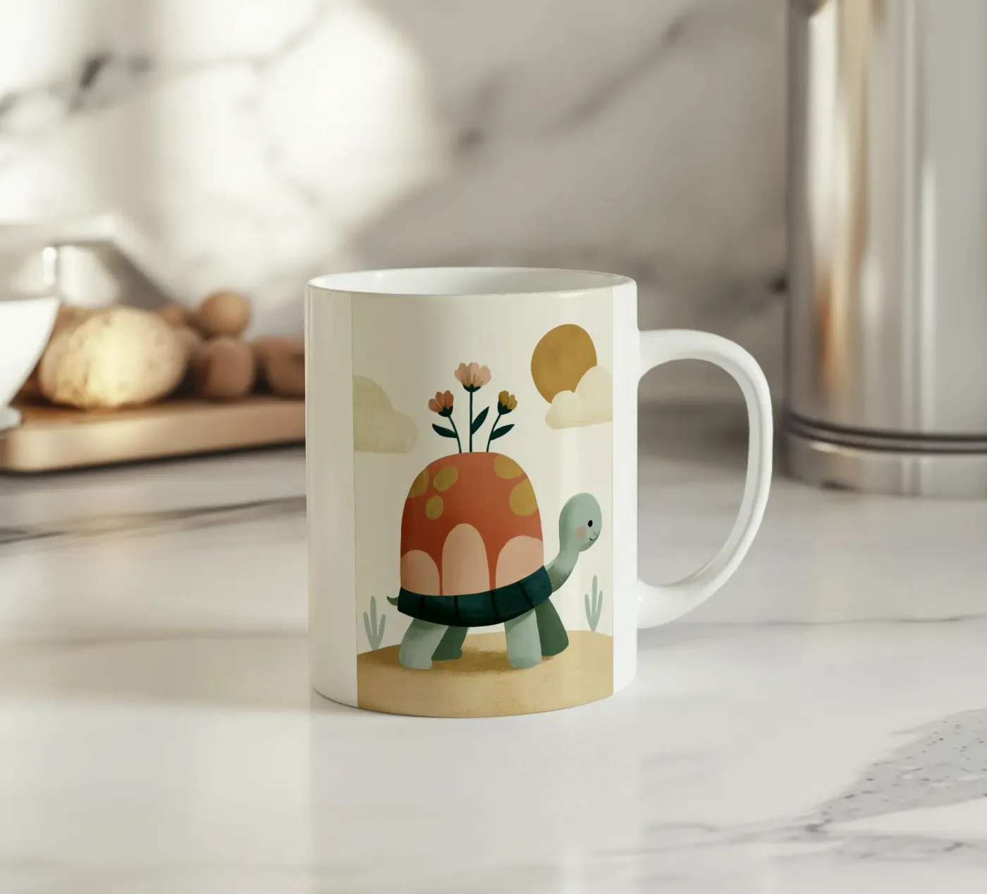 Tiny Turtle Flower Garden ceramic mug by Lilo