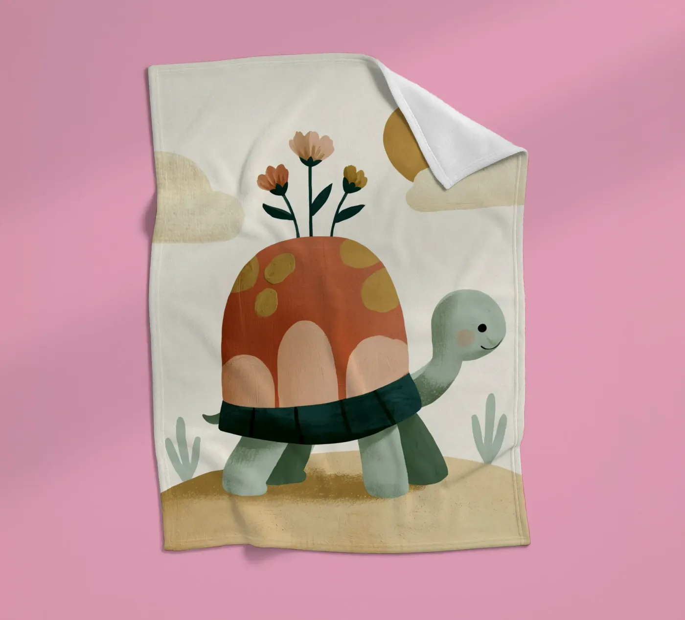 Tiny Turtle Flower Garden fleecedeken van Lilo