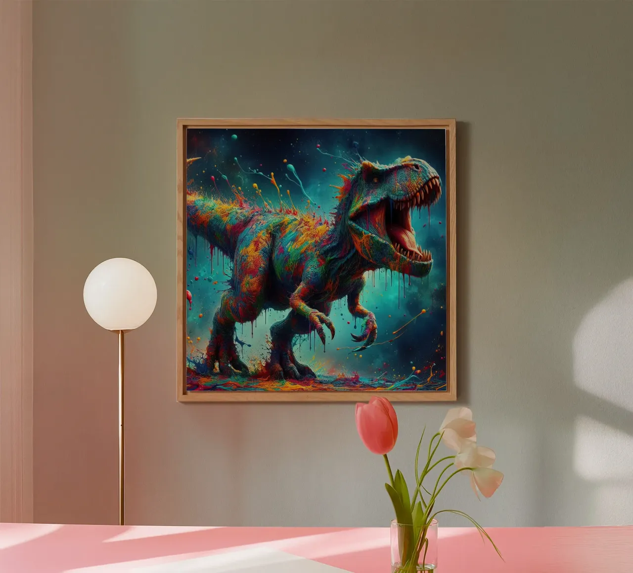 Dinosauro ad acquerello alluminio dibond da 🎁 ARTVI-SHOP