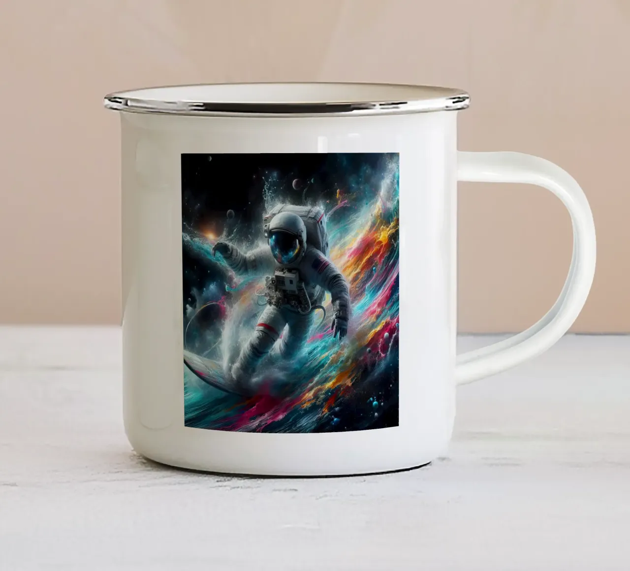 Astronauta surfista tazza in smalto da ARTVI-SHOP
