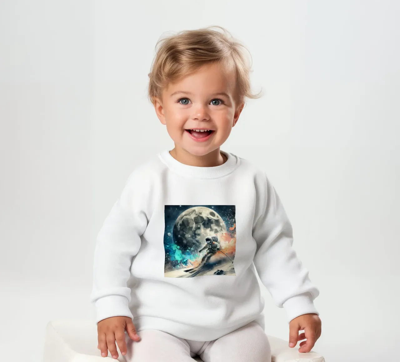 Astronauta che scia sulla luna felpa neonato da ARTVI-SHOP