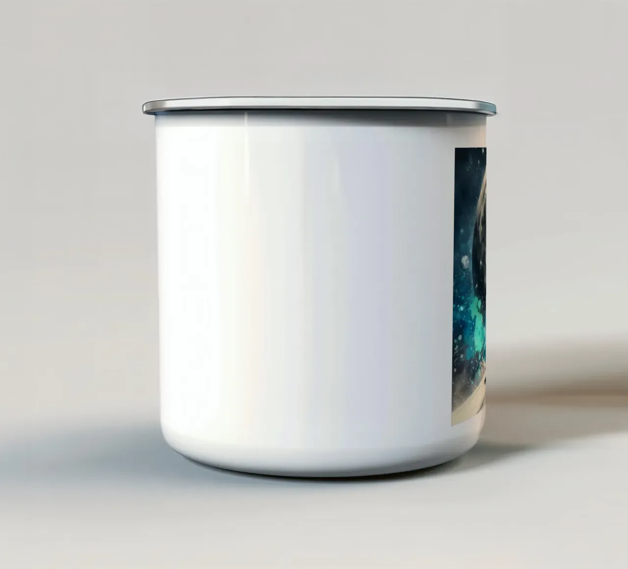 Astronauta che scia sulla luna tazza in smalto da ARTVI-SHOP