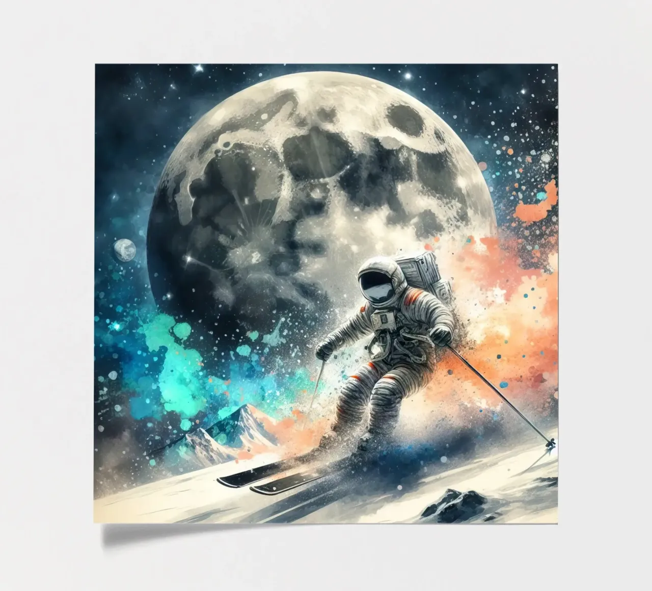 Astronaut skiing on the moon sticker sheet by 🎁 ARTVI-SHOP