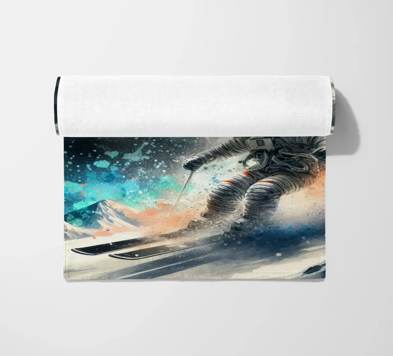 Astronaut skiing on the moon beach towel by 🎁 ARTVI-SHOP