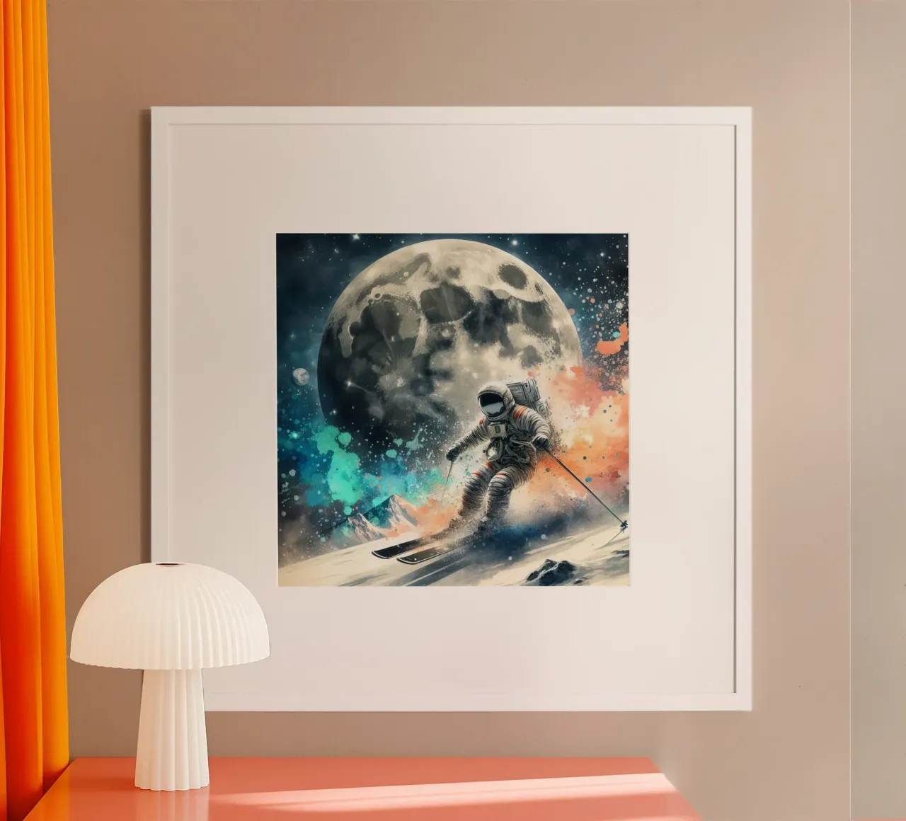 Astronaut skiing on the moon hahnemühle by 🎁 ARTVI-SHOP