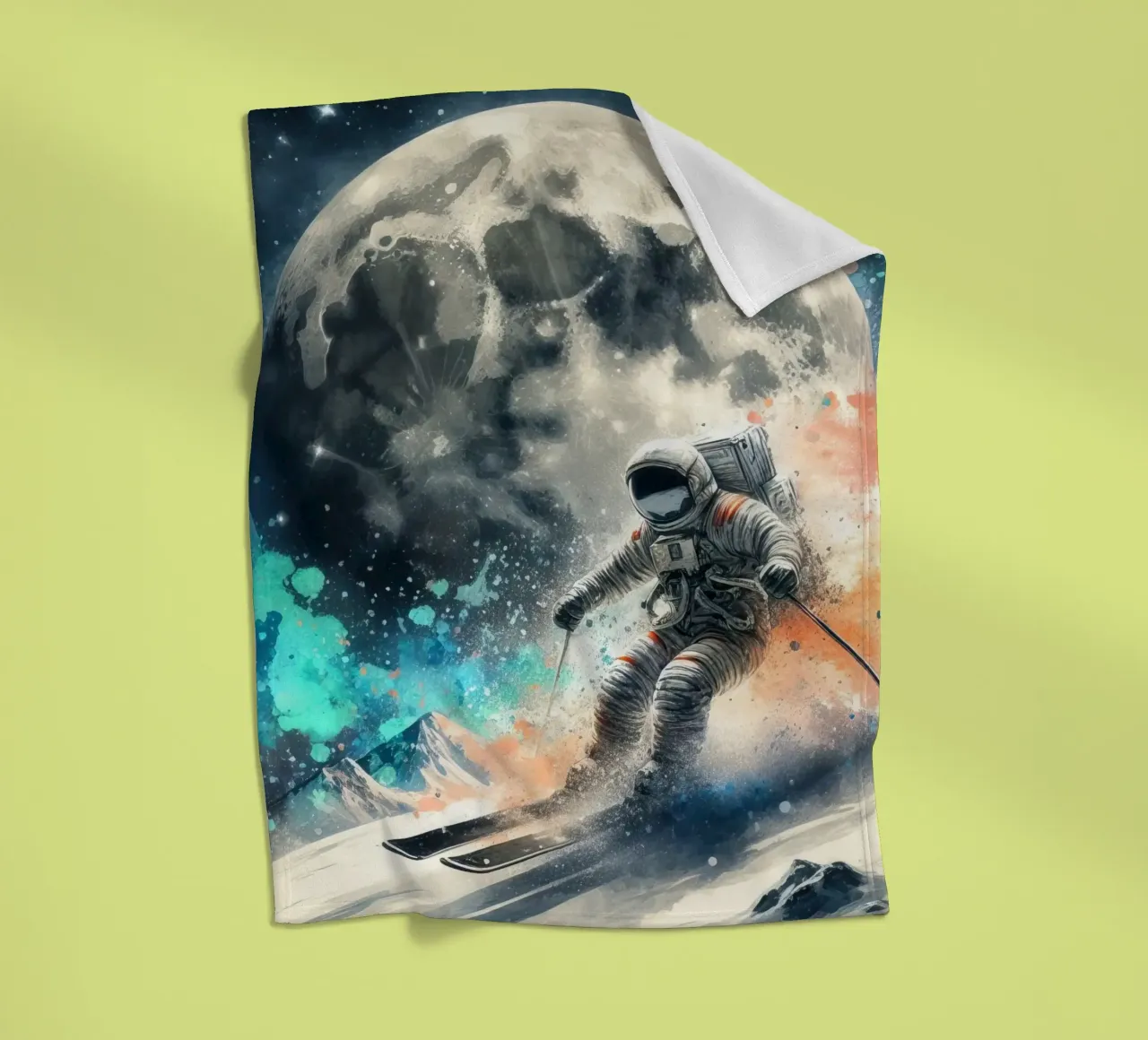 Astronauta che scia sulla luna coperta in pile da 🎁 ARTVI-SHOP