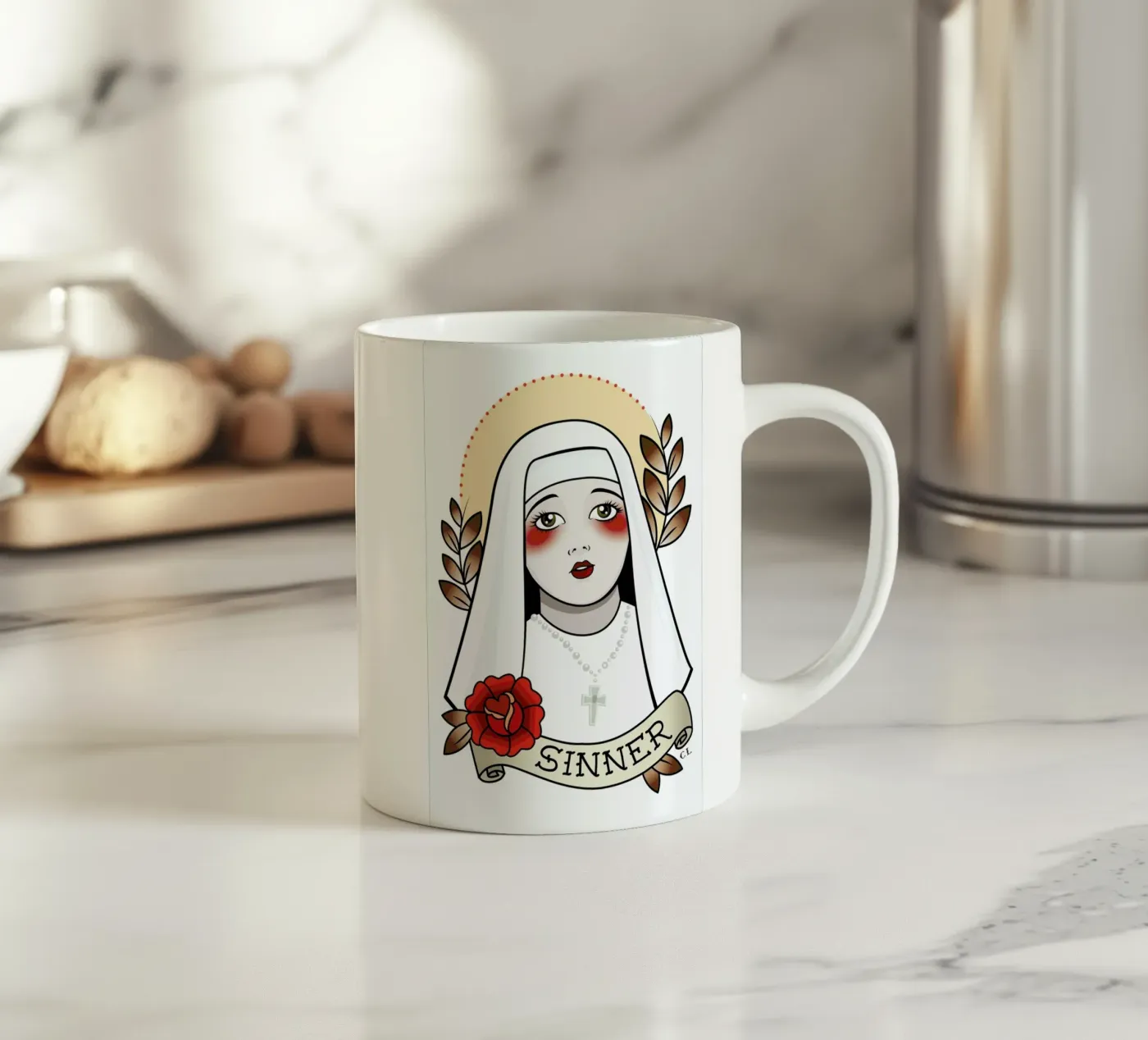 Sinner ceramic mug by Killer Wolf