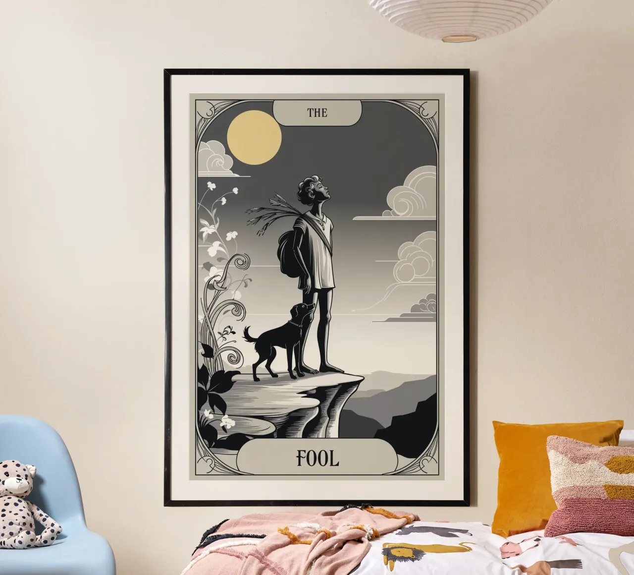 The Fool – The Wanderer’s Call Poster mit Holzrahmen von Mystique & Muse