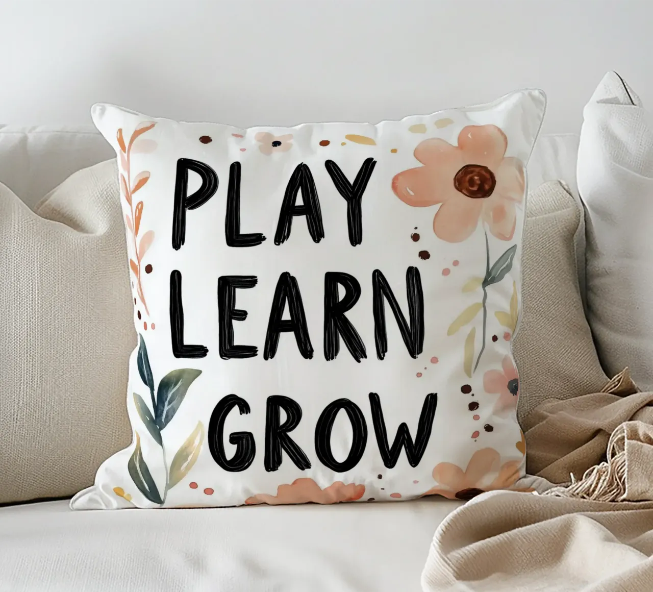 Play Learn Grow (version 2) cuscino da treechild