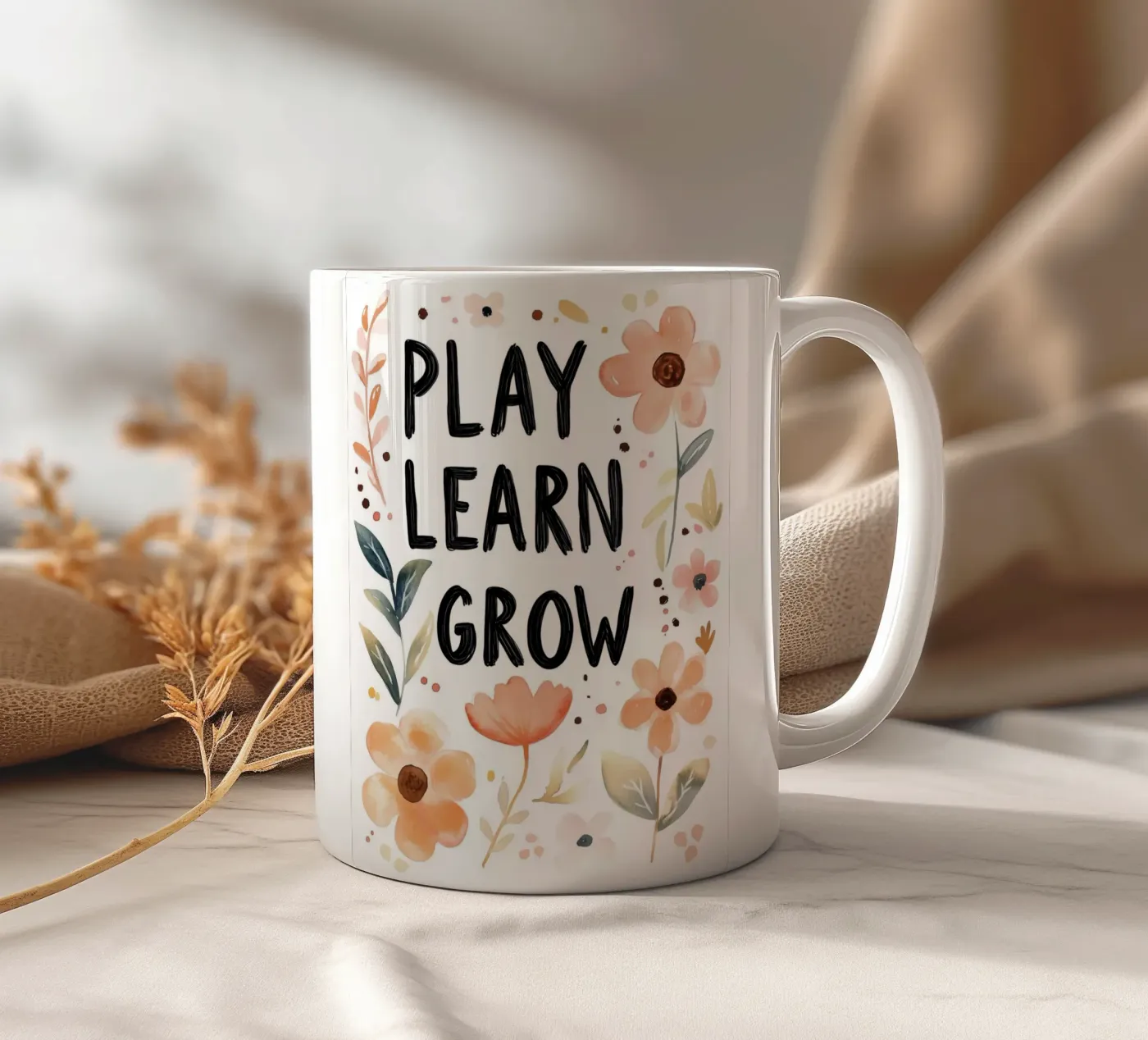 Play Learn Grow (version 2) ceramic mug by treechild