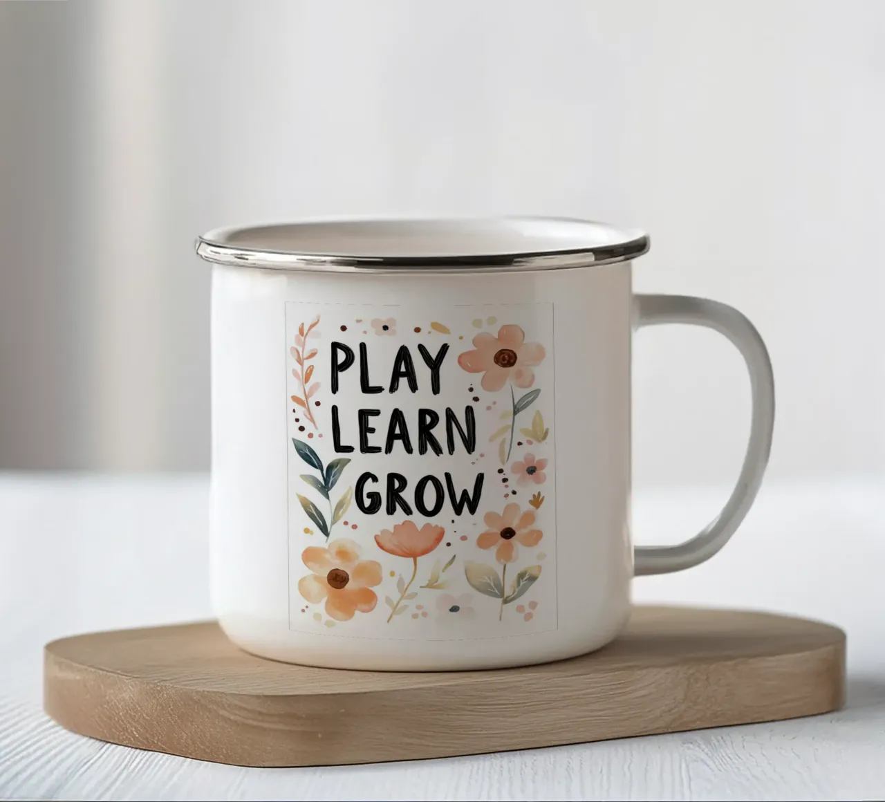 Play Learn Grow (version 2) tazza in smalto da treechild