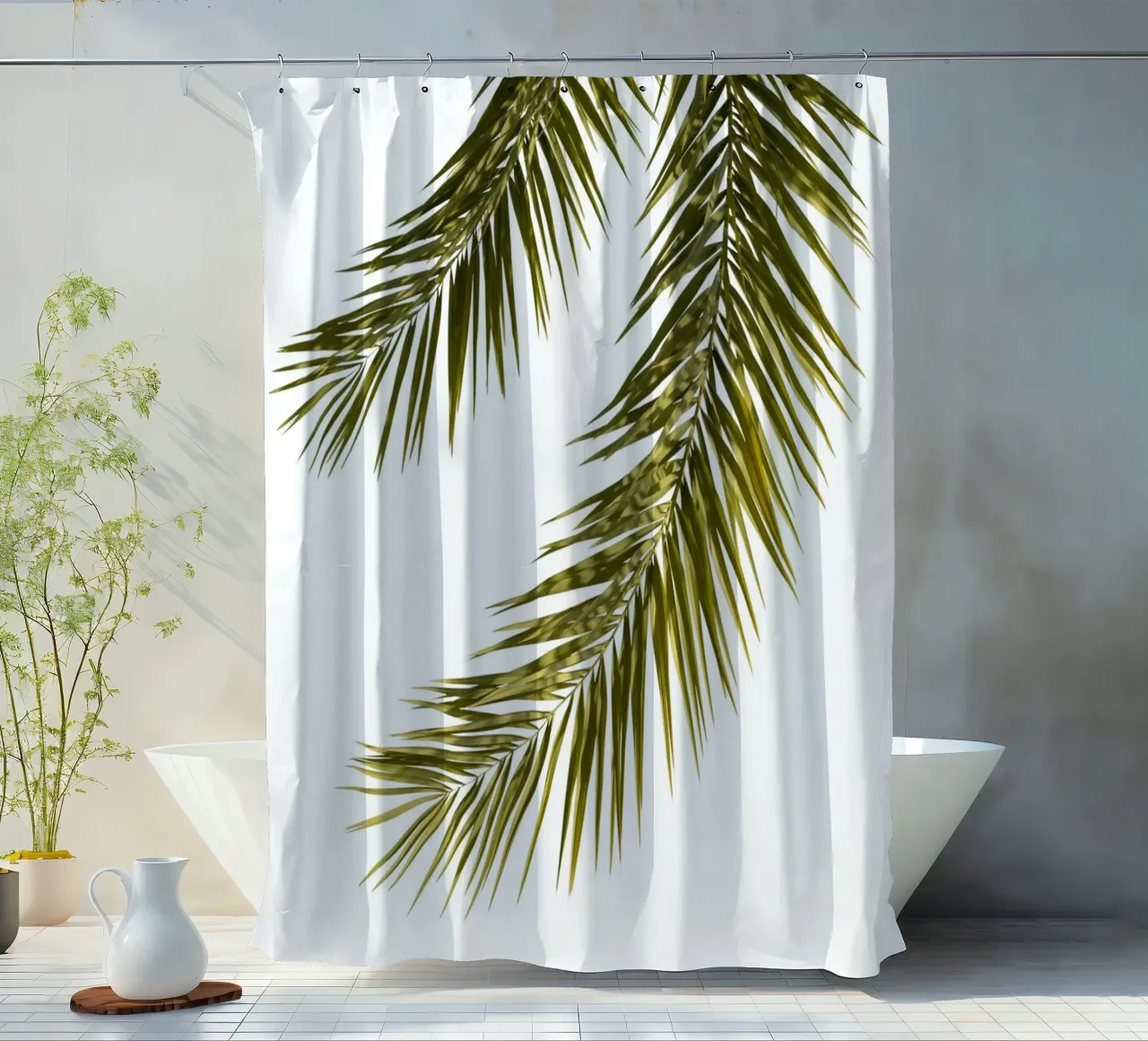 Palm Leaves 01 shower curtain by amini54