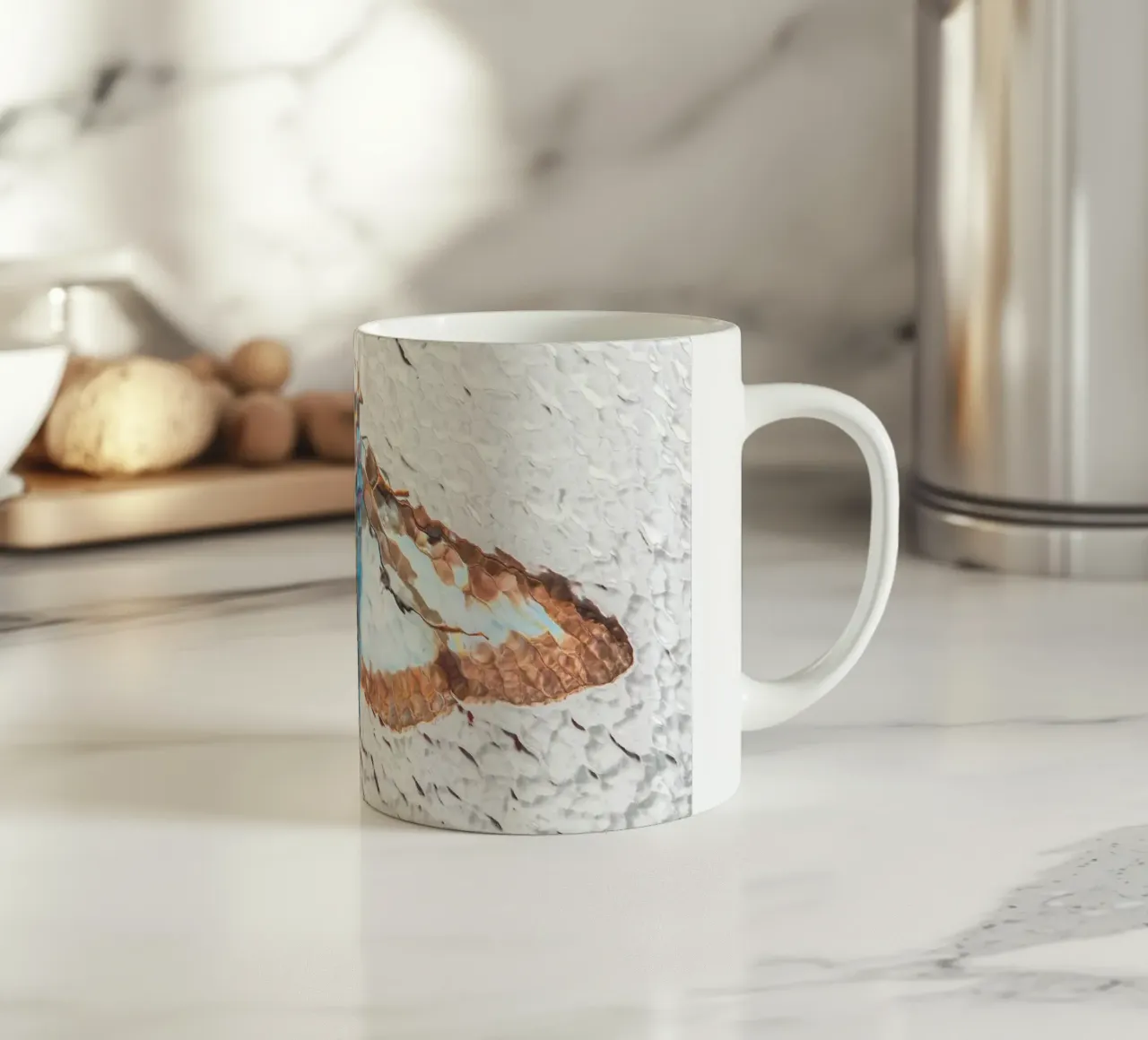 Moth ceramic mug by Dave Hare Photography