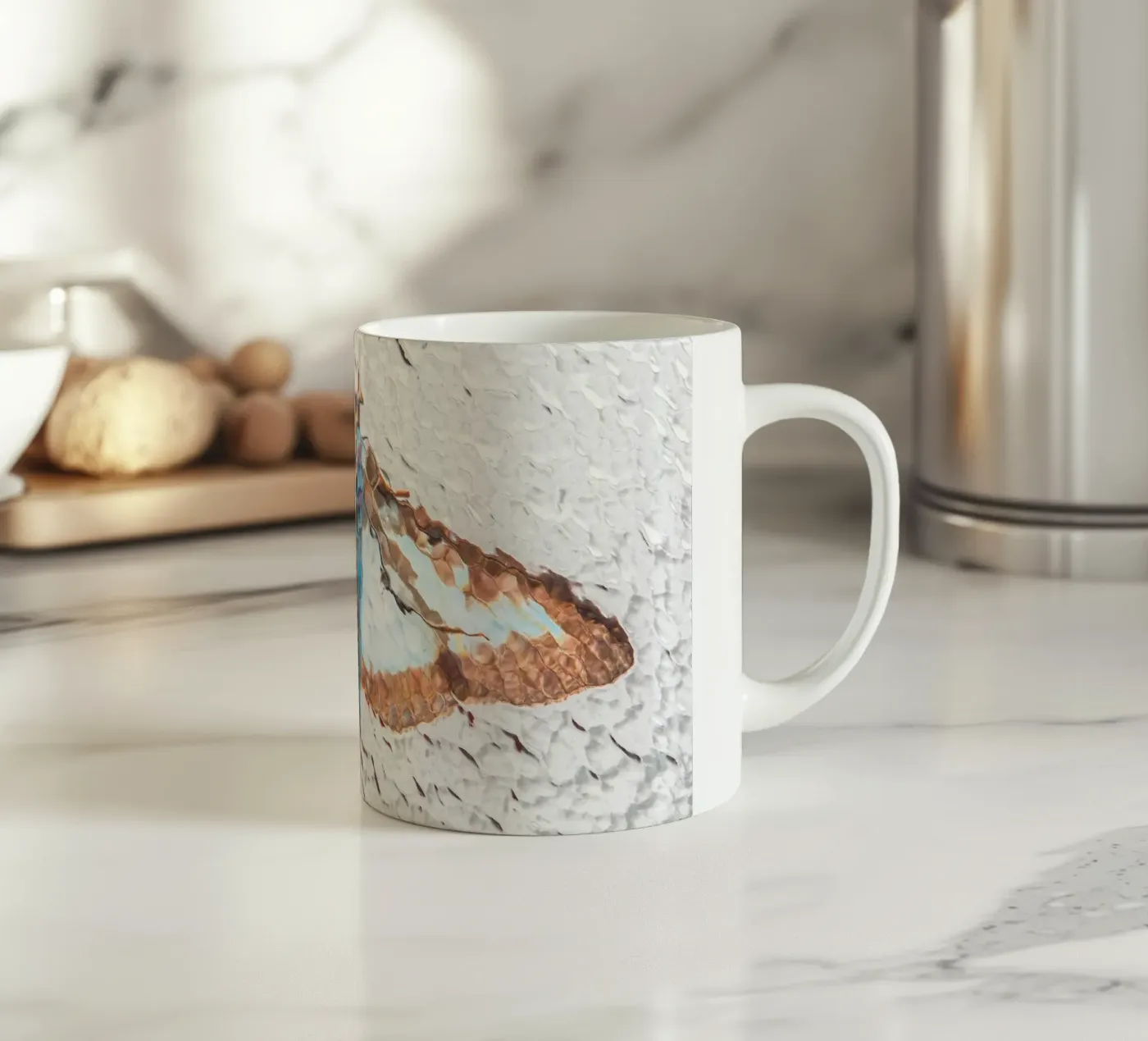 Moth ceramic mug by Dave Hare Photography