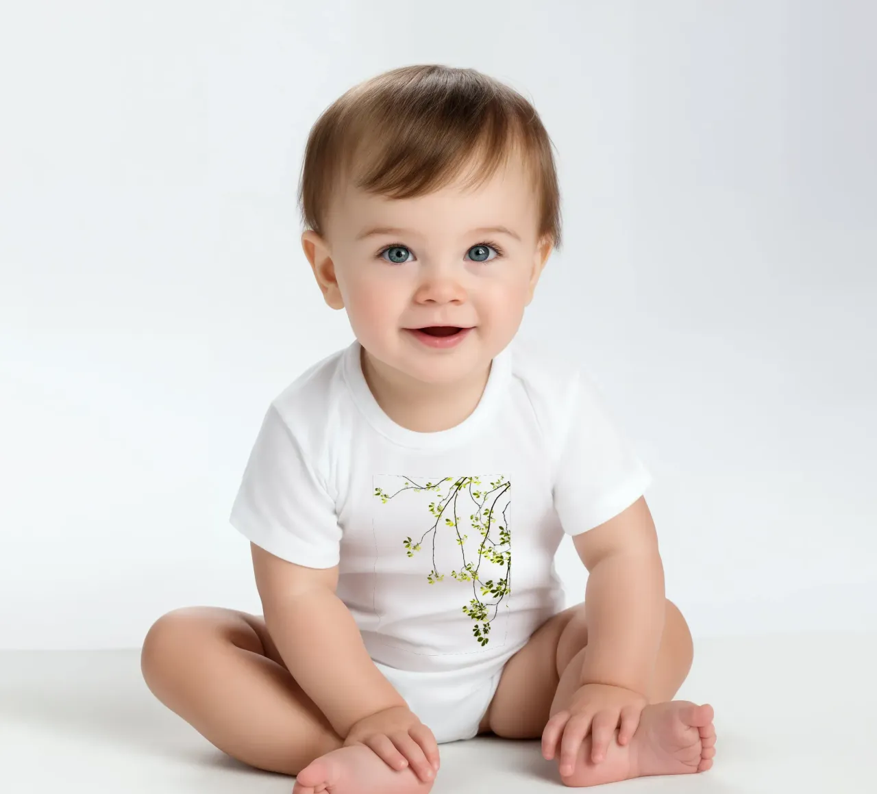 Fogliame verde 02 body neonato maniche corte da amini54