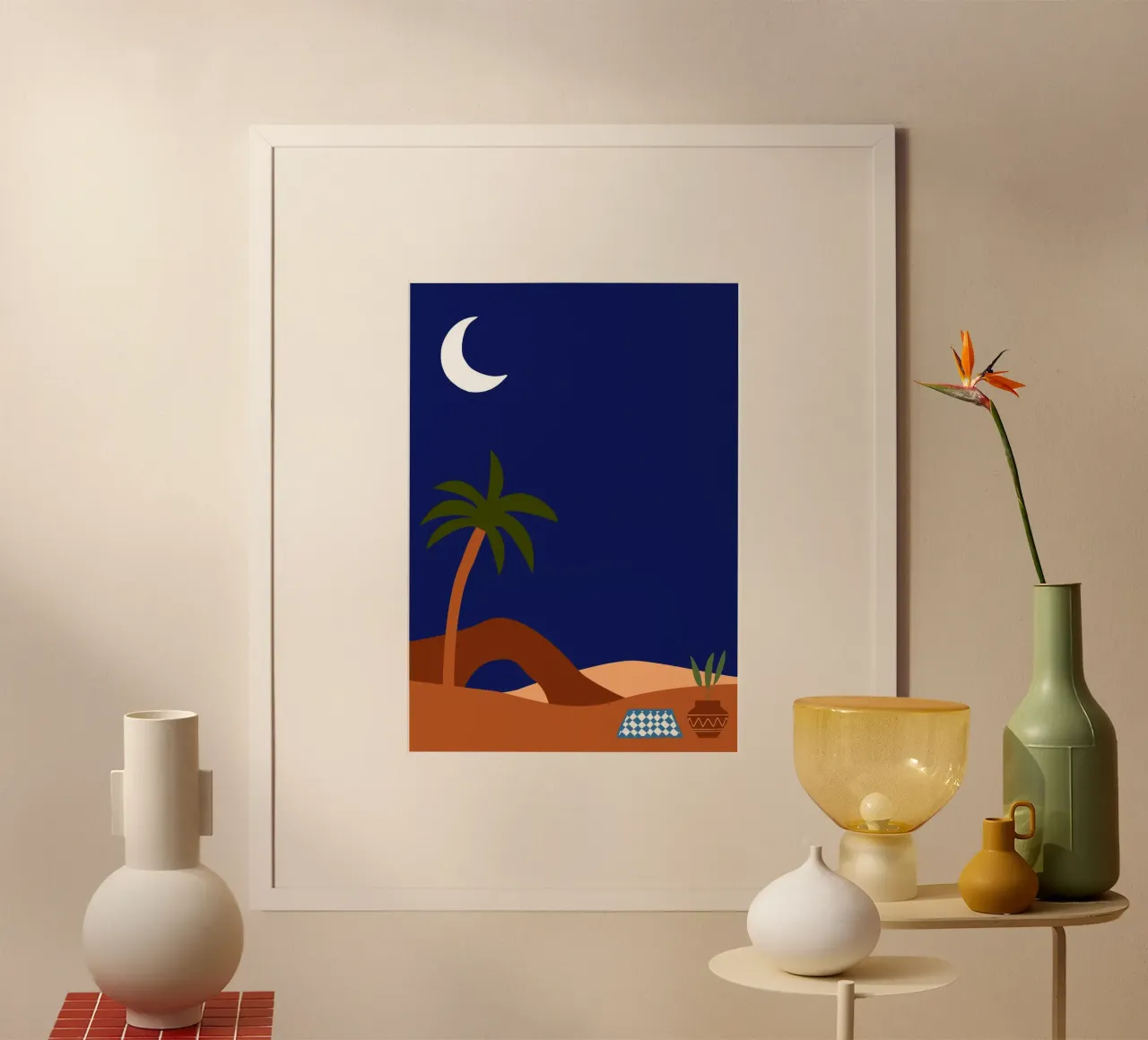 Desert Night 2 poster con telaio in legno da Mounias Design