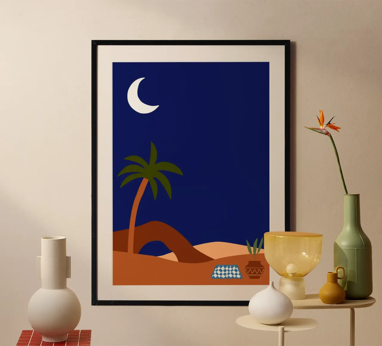 Desert Night 2 poster con telaio in legno da Mounias Design