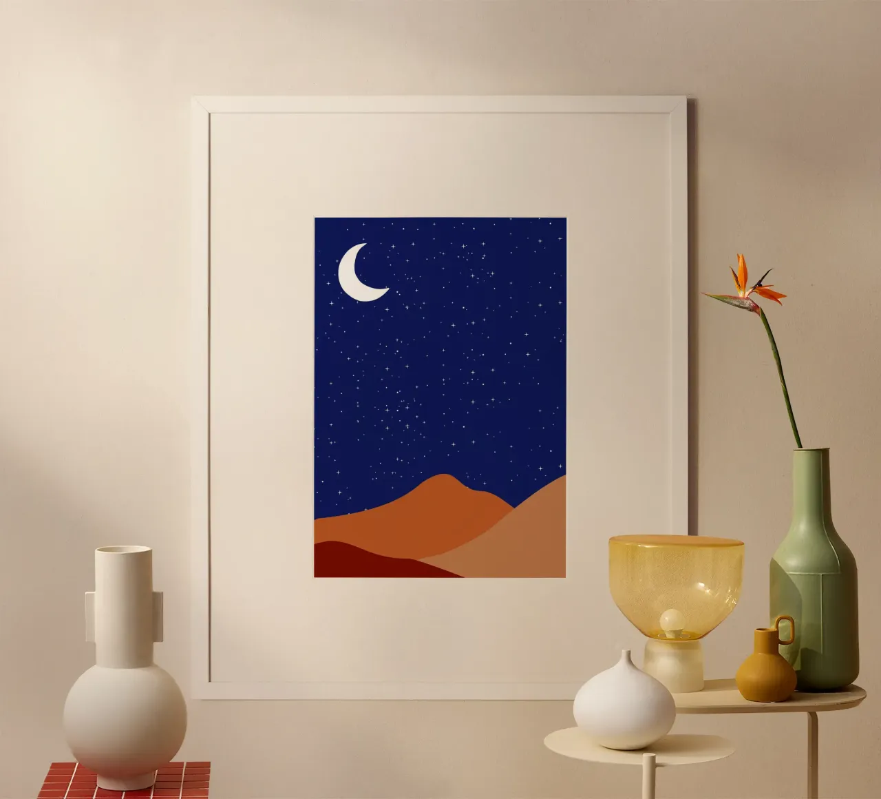 Desert Night 3 poster con telaio in alluminio da Mounias Design