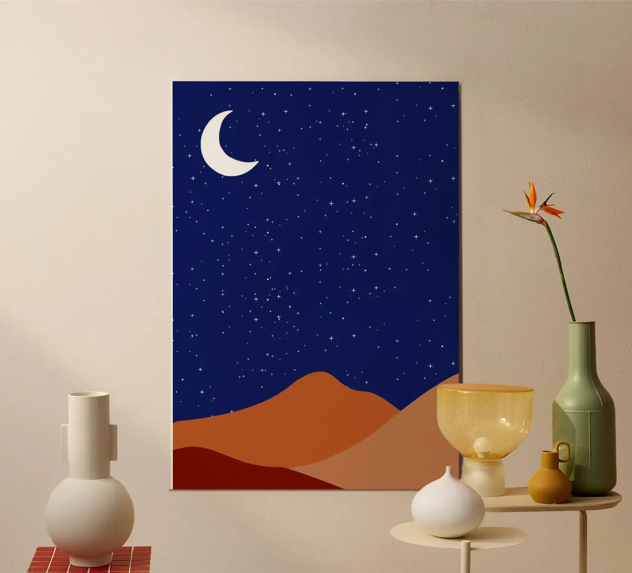 Desert Night 3 poster con telaio in alluminio da Mounias Design